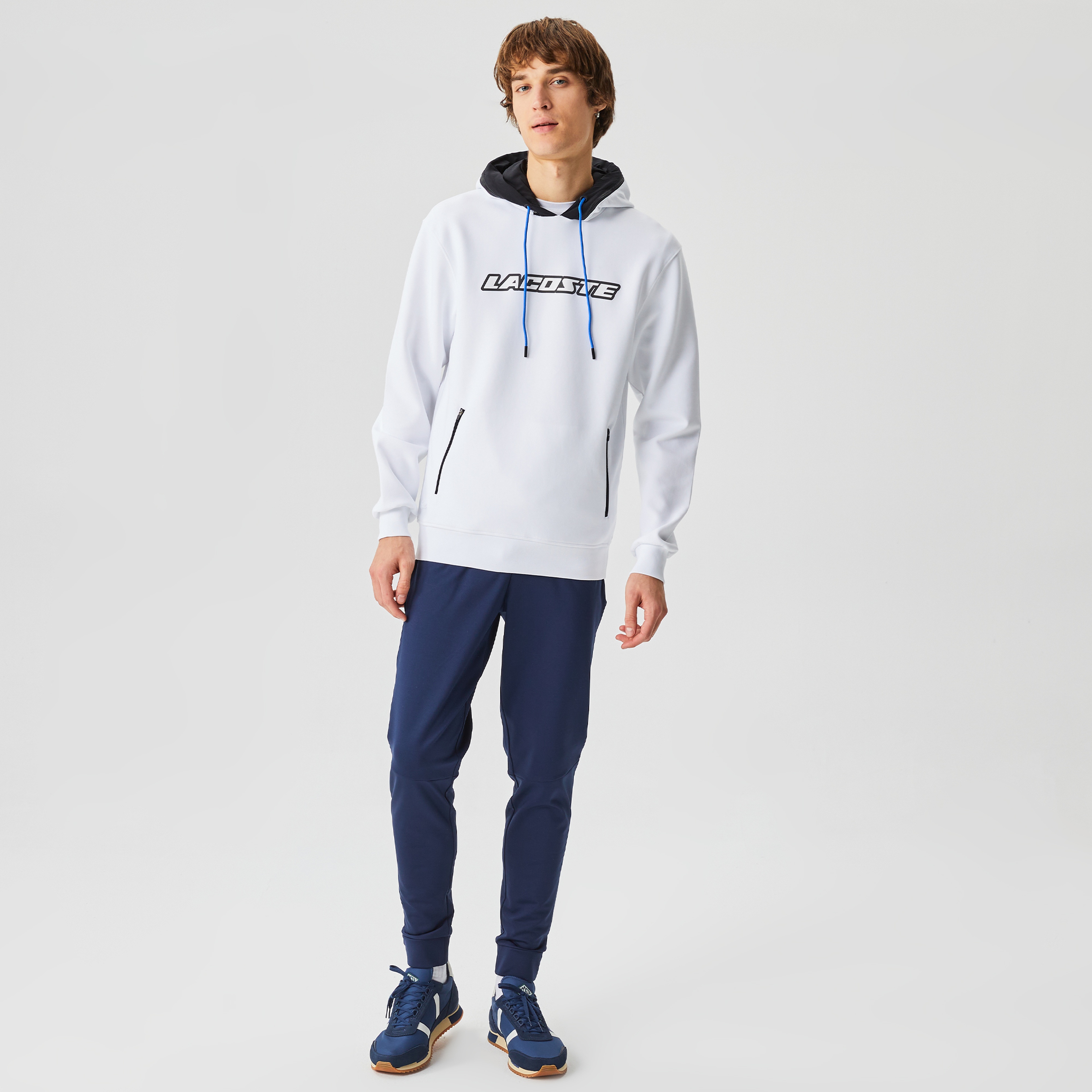 Lacoste Erkek Regular Fit Ayarlanabilir Kapüşonlu Baskılı Beyaz Sweatshirt