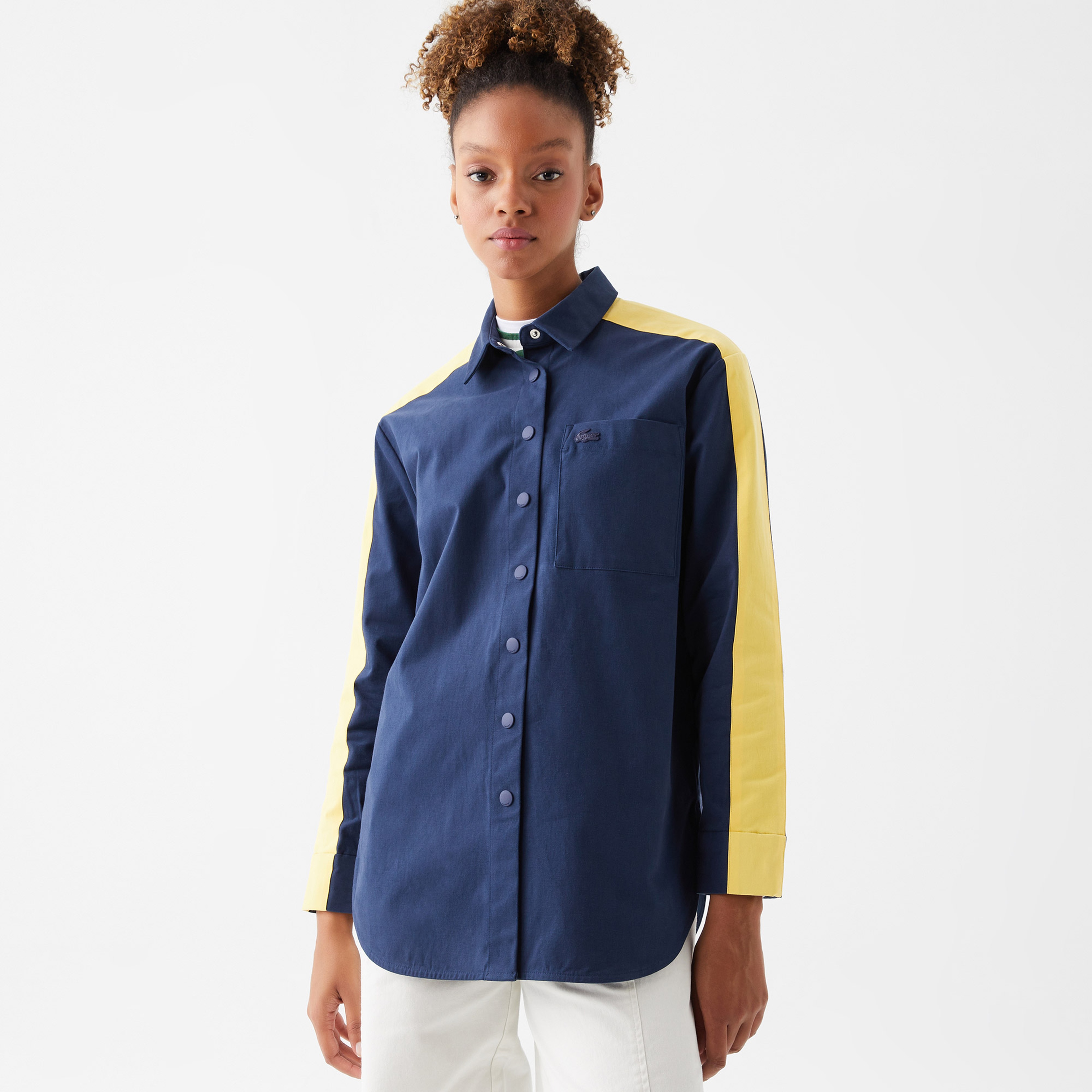 Lacoste Kadın Relaxed Fit Lacivert Gömlek