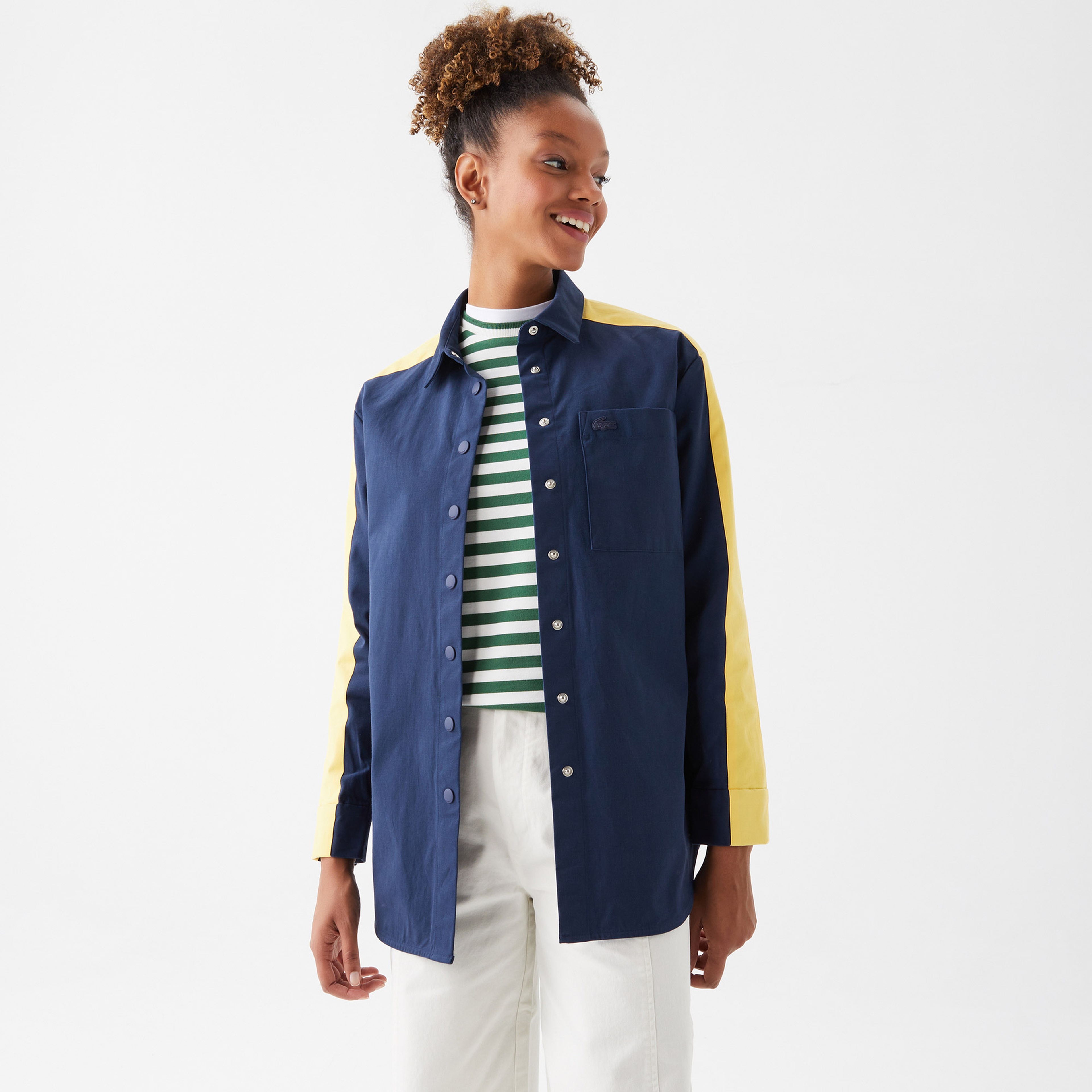 Lacoste Kadın Relaxed Fit Lacivert Gömlek