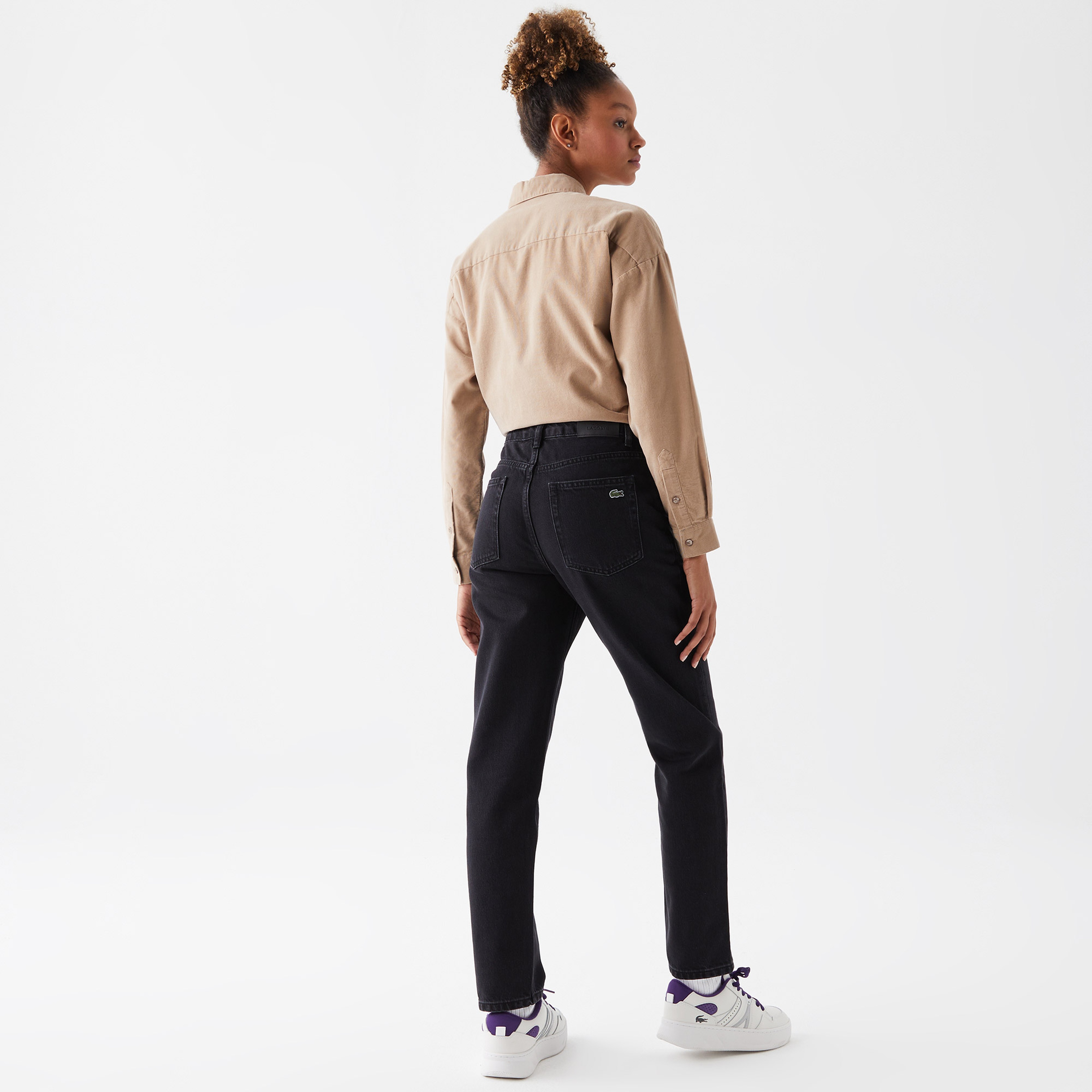 Lacoste Kadın Straight Fit Denim Siyah Pantolon