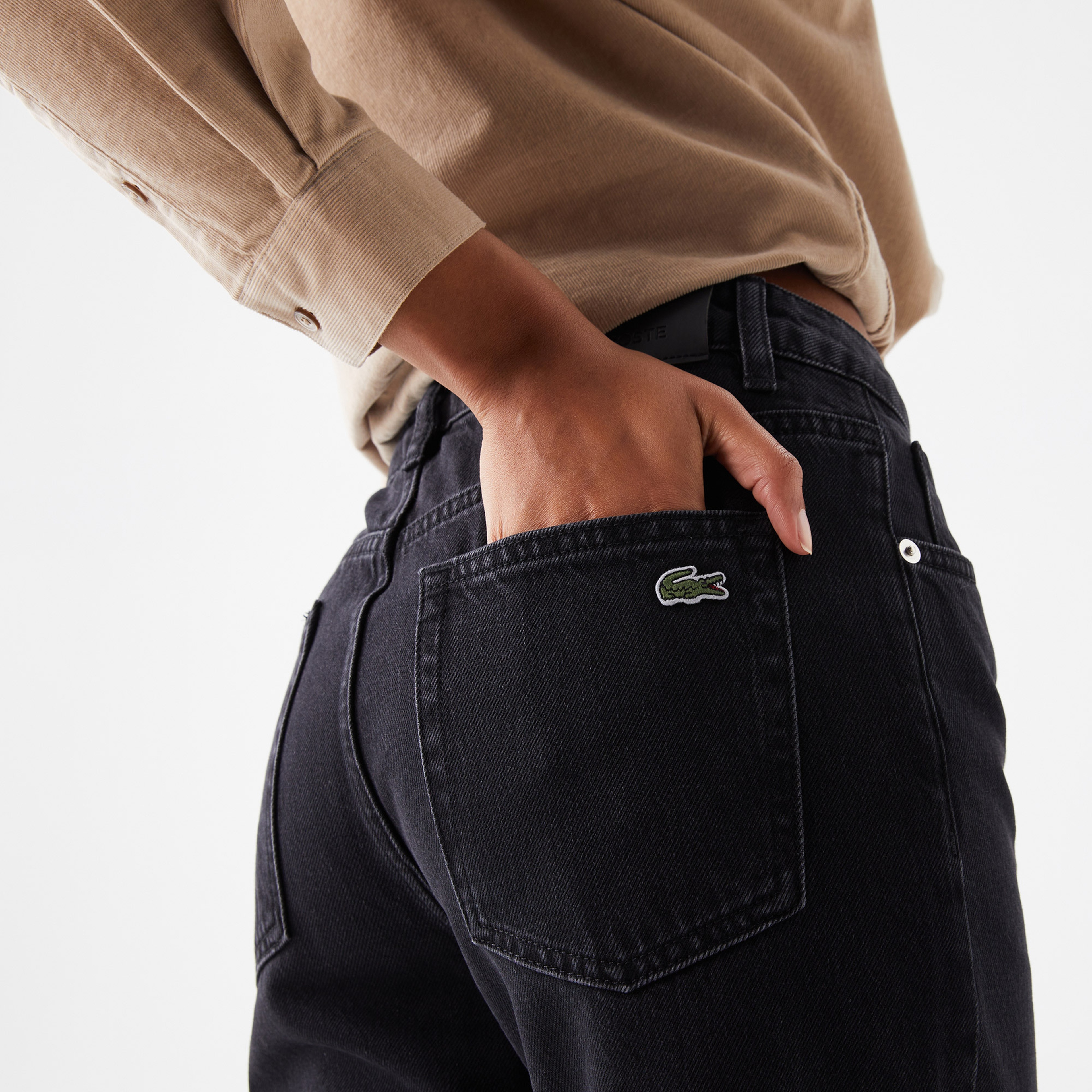 Lacoste Kadın Straight Fit Denim Siyah Pantolon