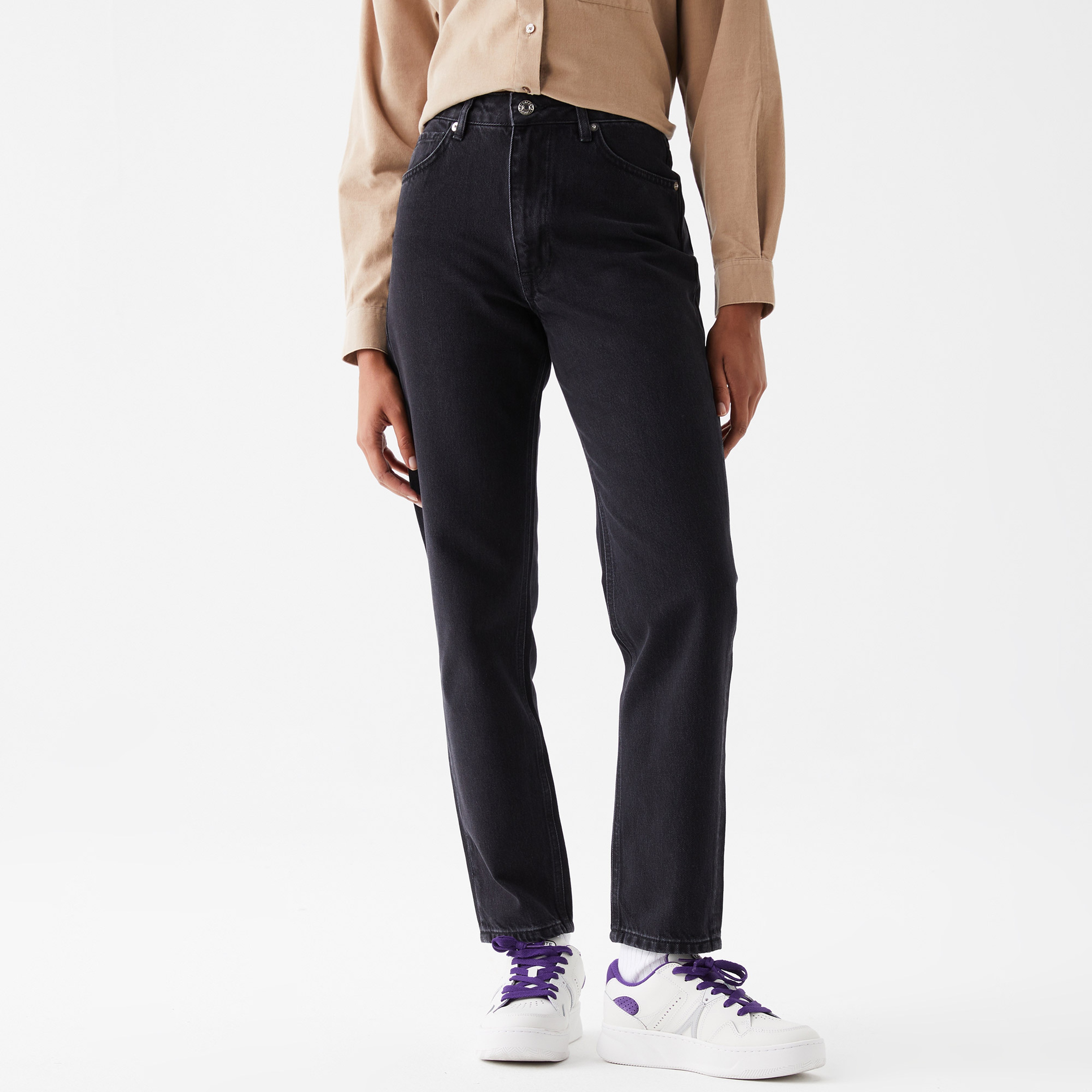 Lacoste Kadın Straight Fit Denim Siyah Pantolon