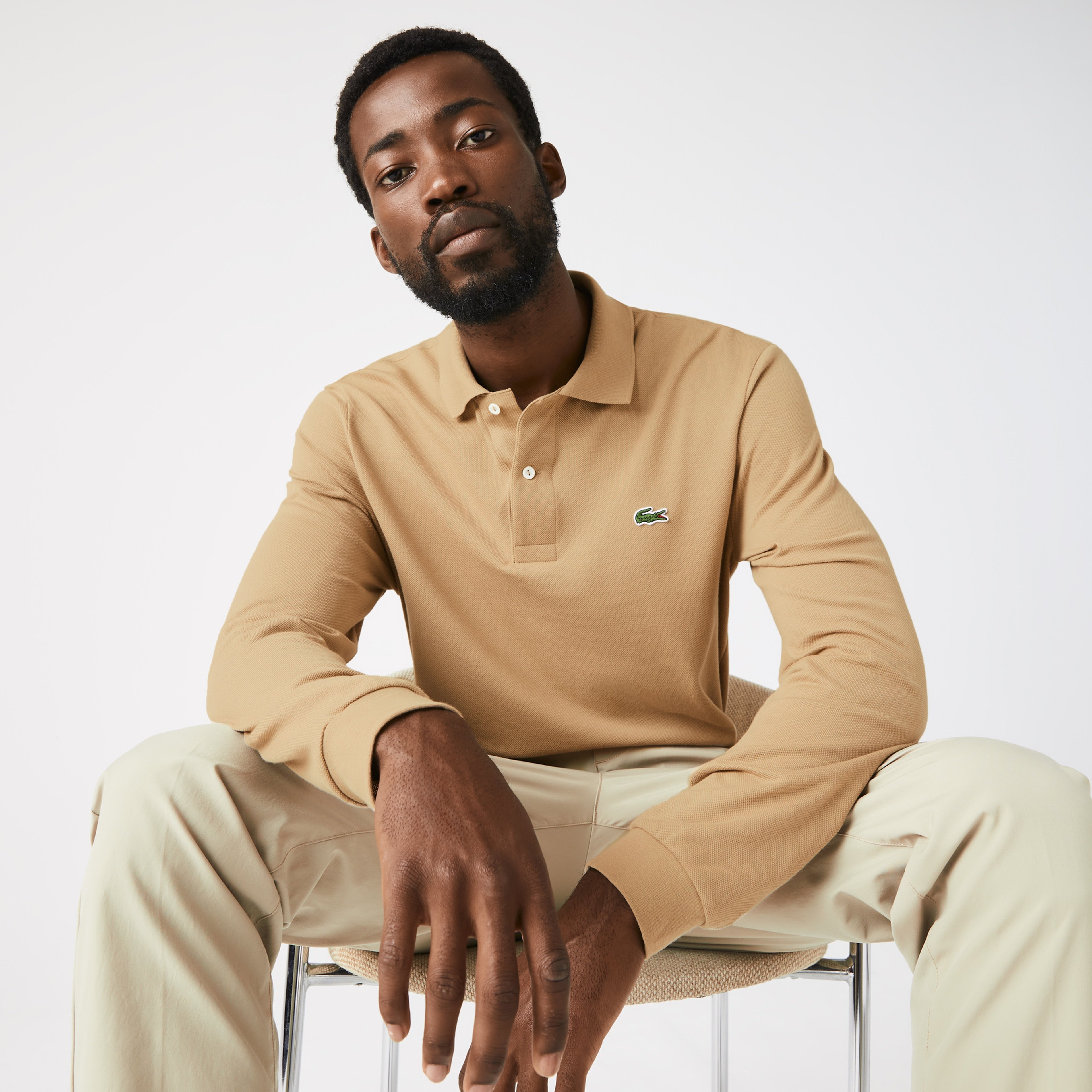 Lacoste Erkek Classic Fit Uzun Kollu Bej L1212 Polo