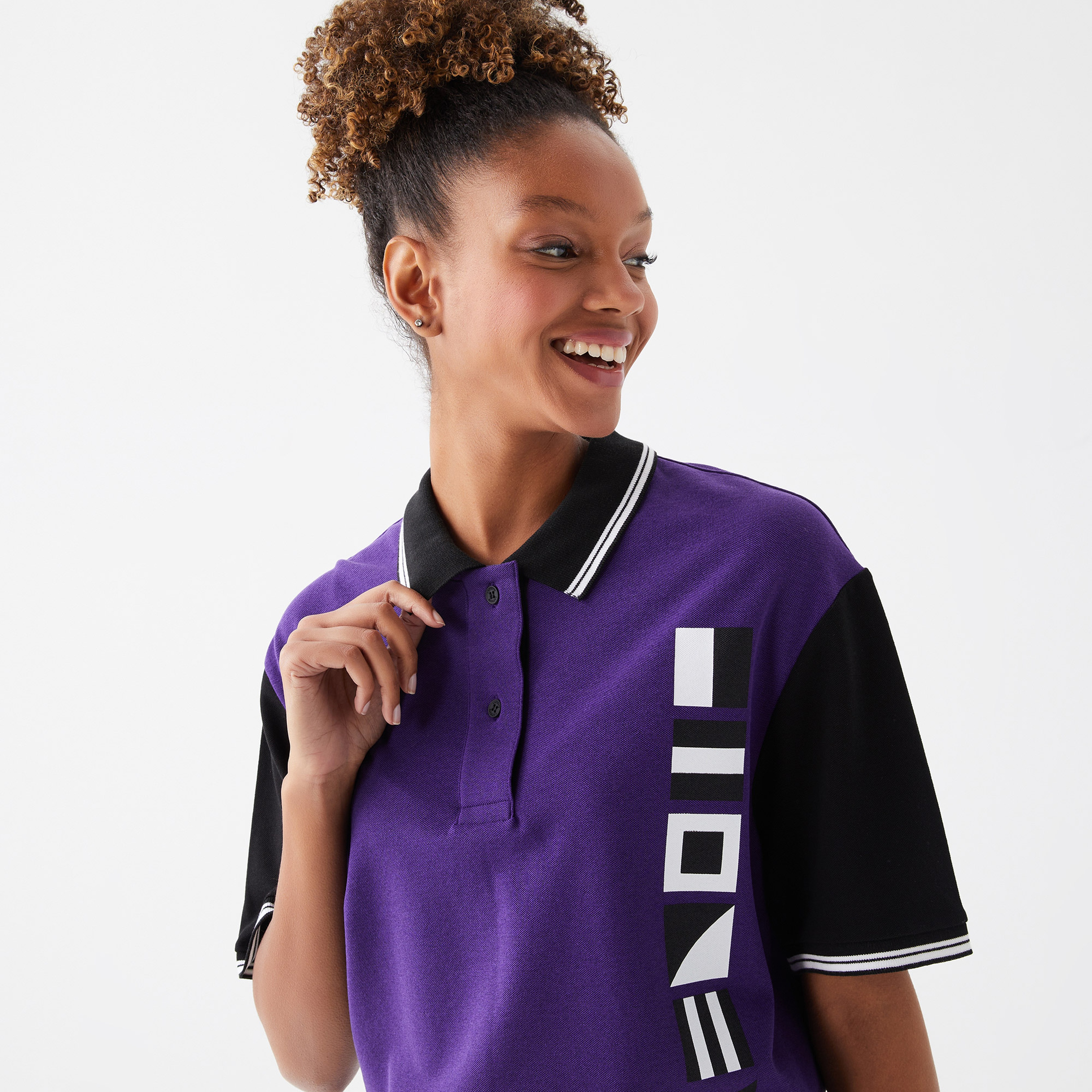 Lacoste Kadın Relaxed Fit Baskılı Mor Polo