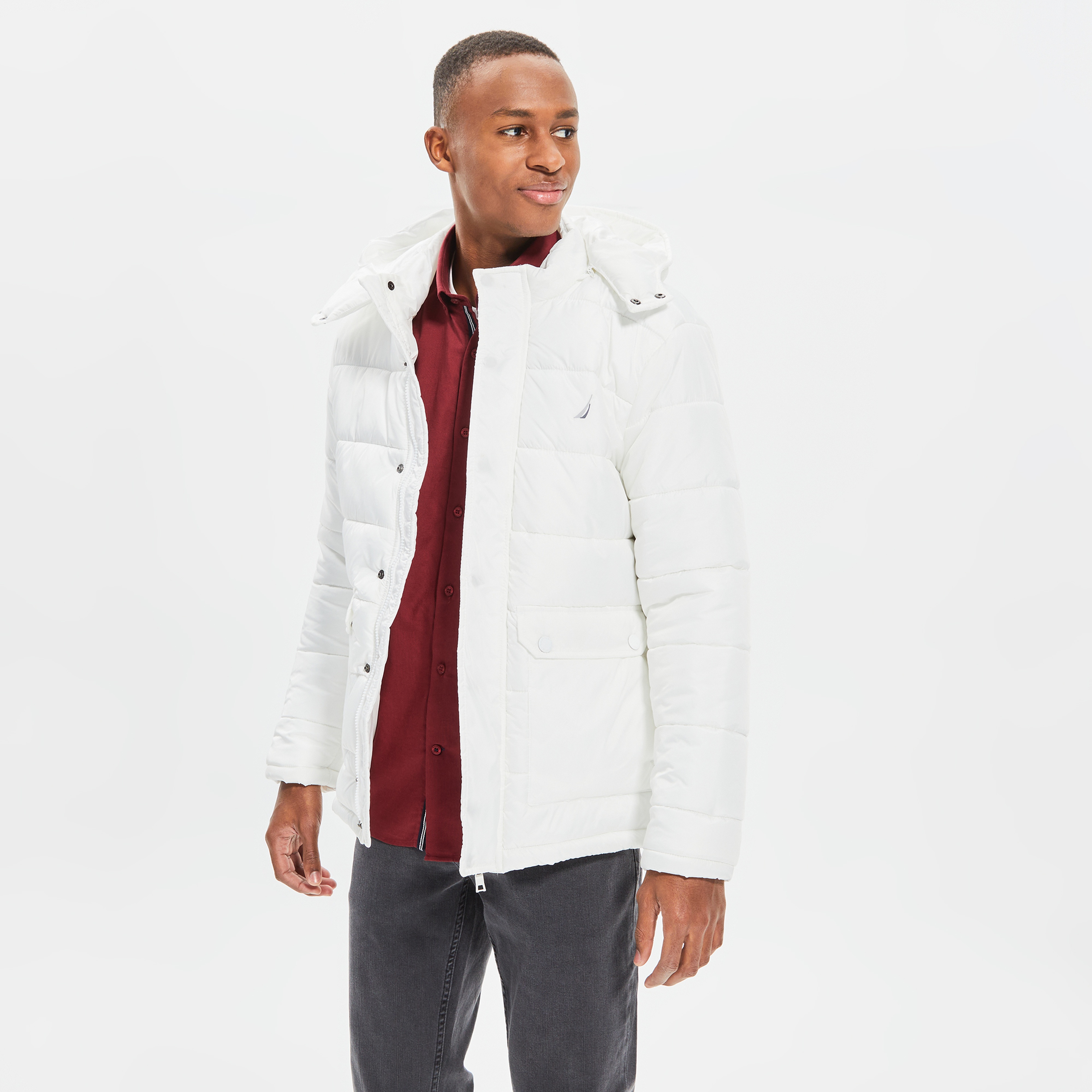 NAUTICA ERKEK BEYAZ UZUN KOLLU STANDART FIT MONT