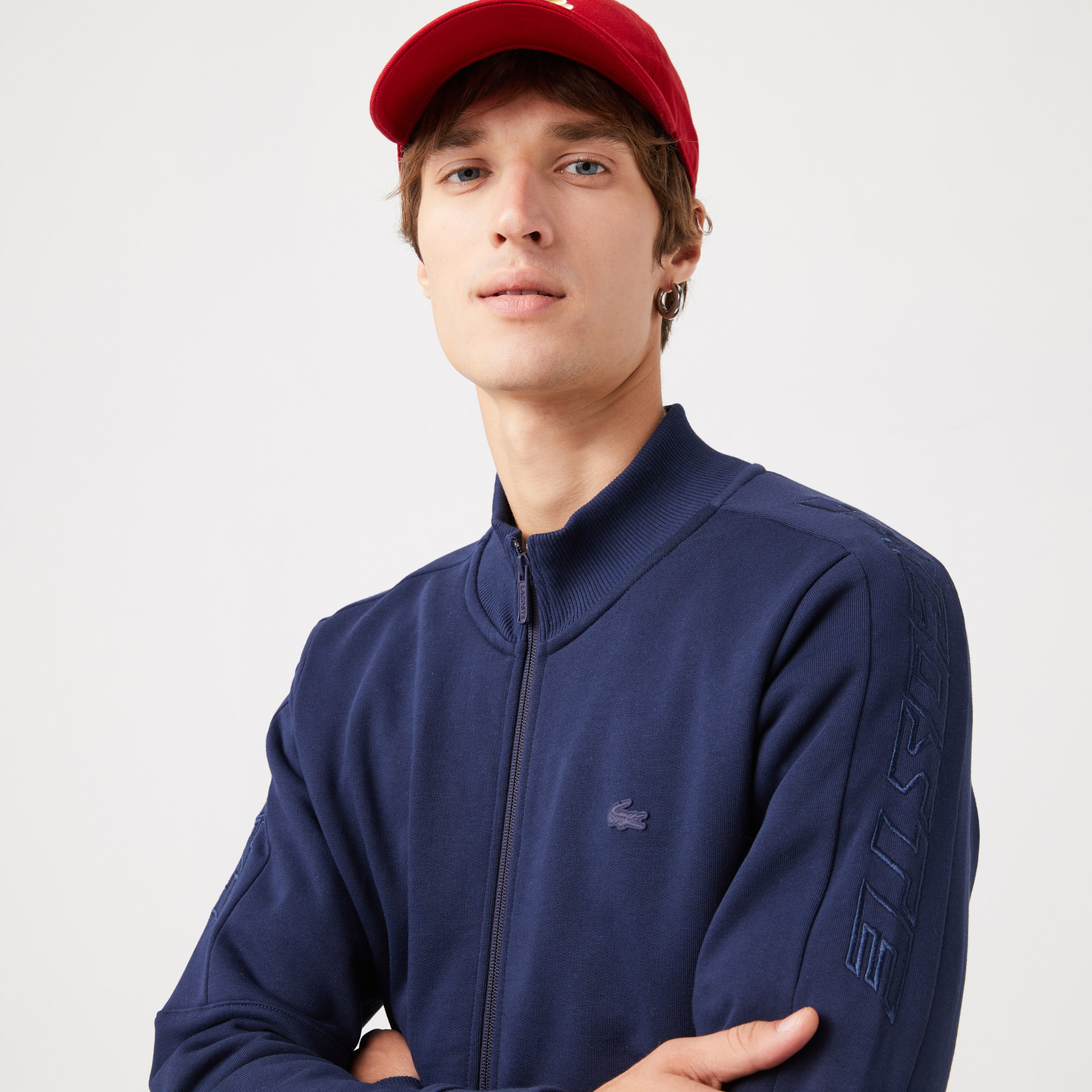 Lacoste Erkek Slim Fit Dik Yaka Fermuarlı Lacivert Sweatshirt