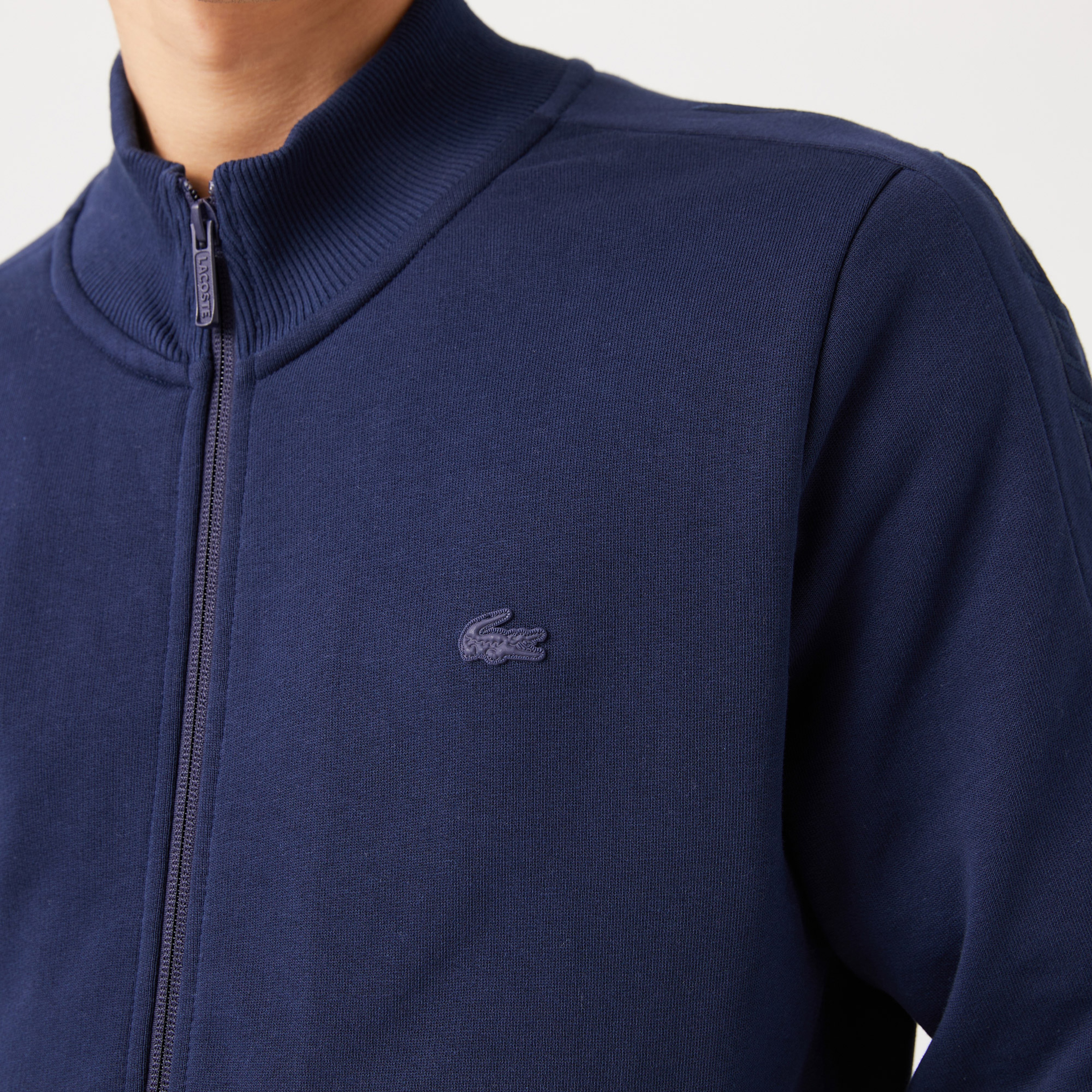 Lacoste Erkek Slim Fit Dik Yaka Fermuarlı Lacivert Sweatshirt