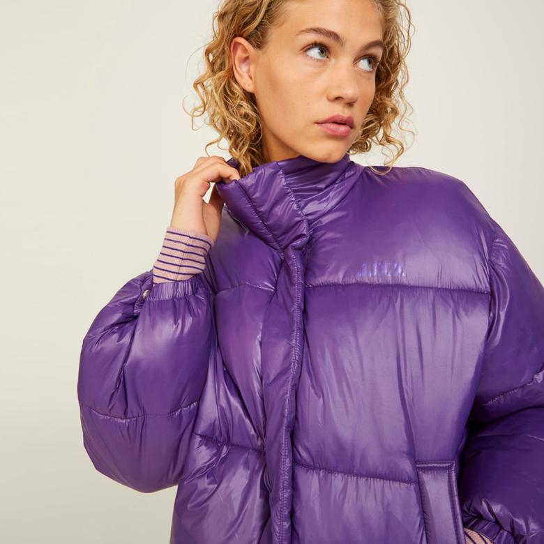 Jack & Jones Jxbeany Shine Puffer Kadın Mor Mont
