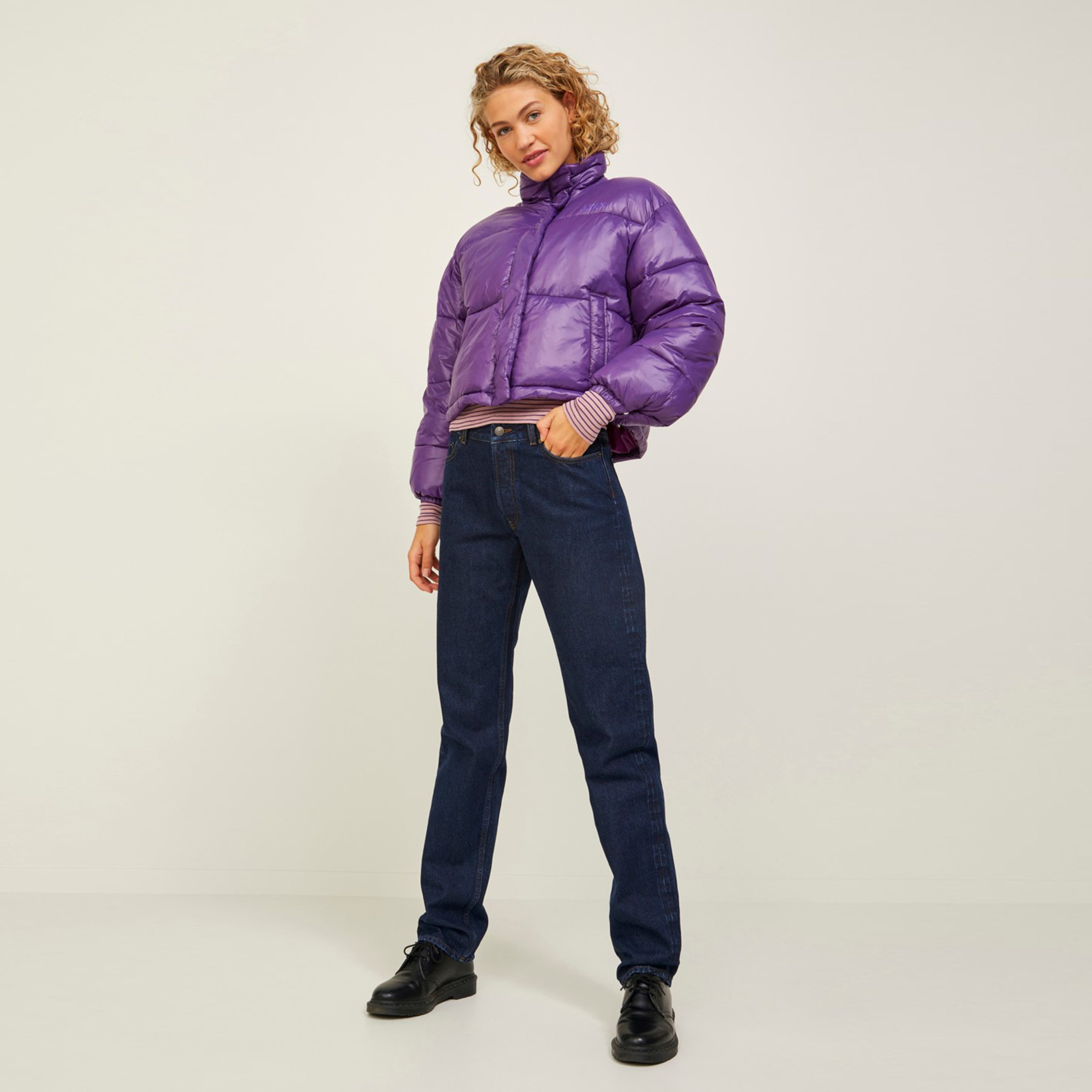Jack & Jones Jxbeany Shine Puffer Kadın Mor Mont