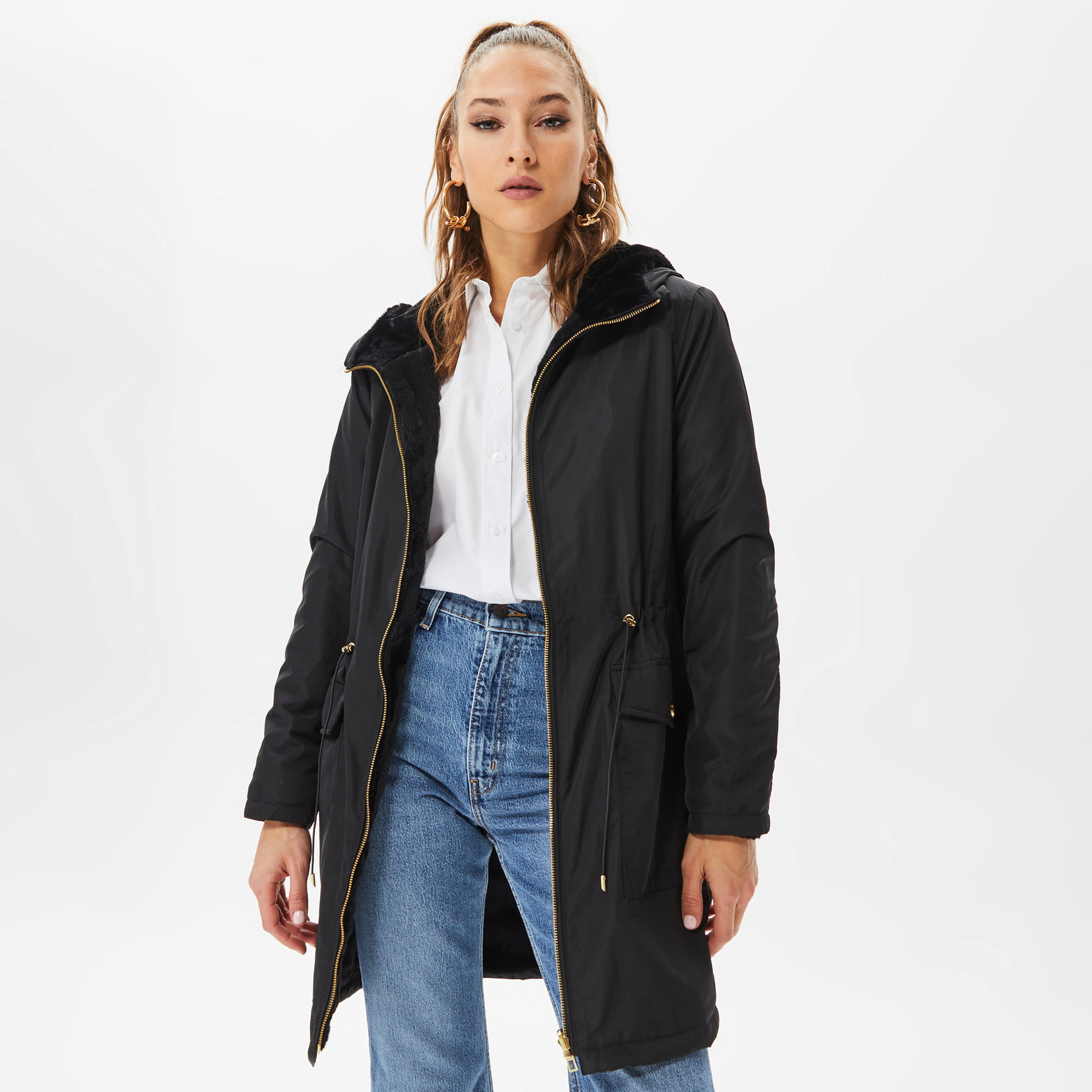 Only Onldahlia Fur Parka Kadın Siyah Ceket