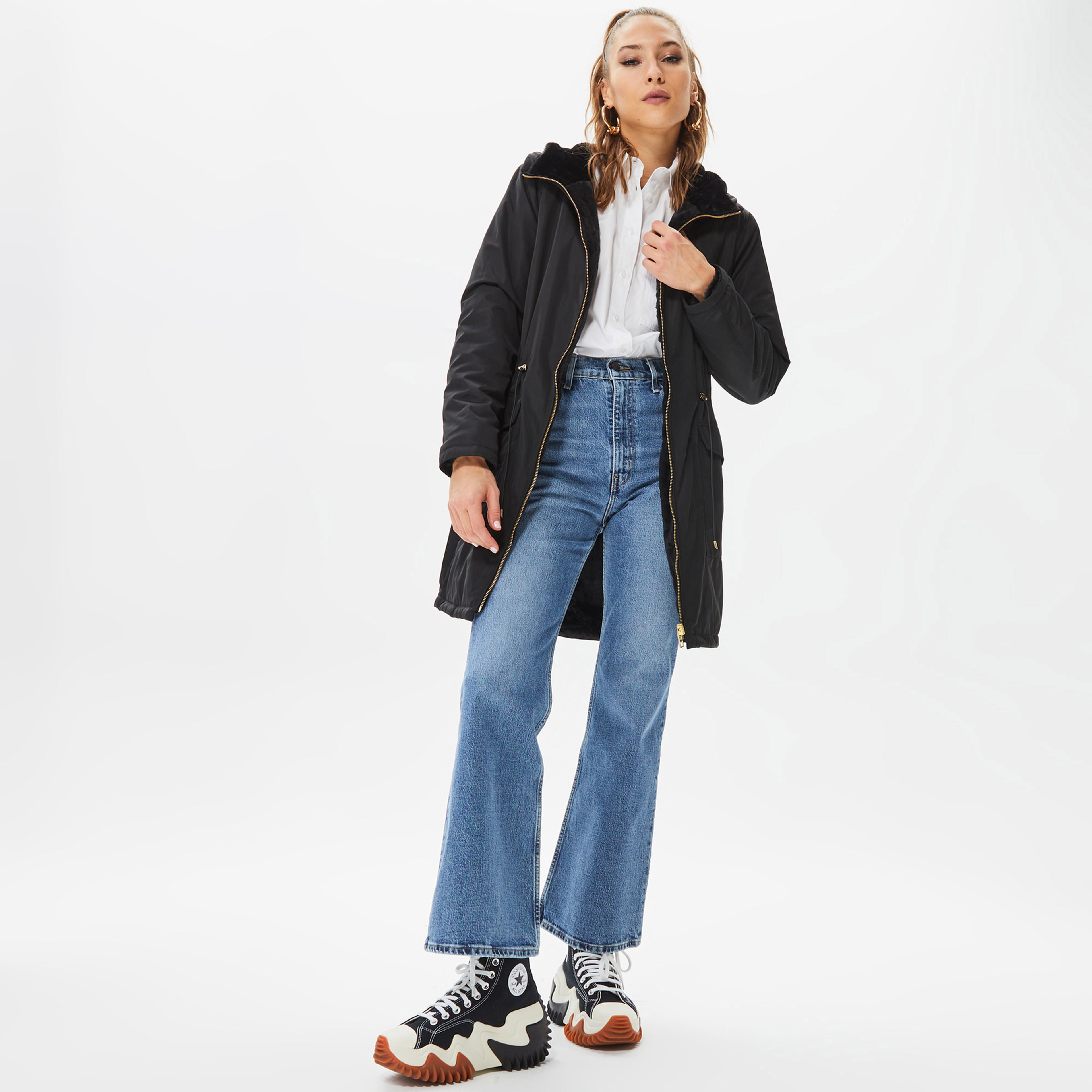 Only Onldahlia Fur Parka Kadın Siyah Ceket