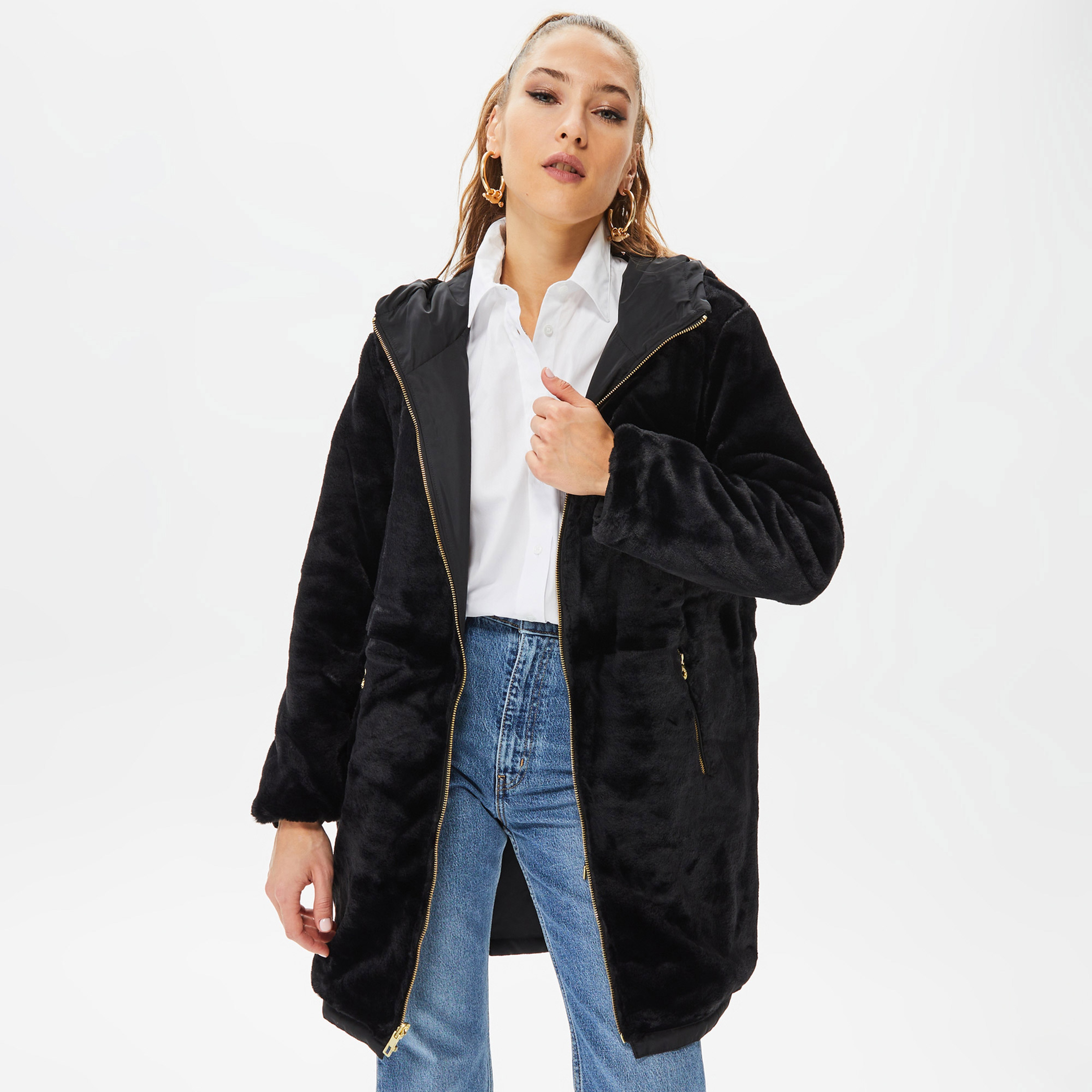 Only Onldahlia Fur Parka Kadın Siyah Ceket