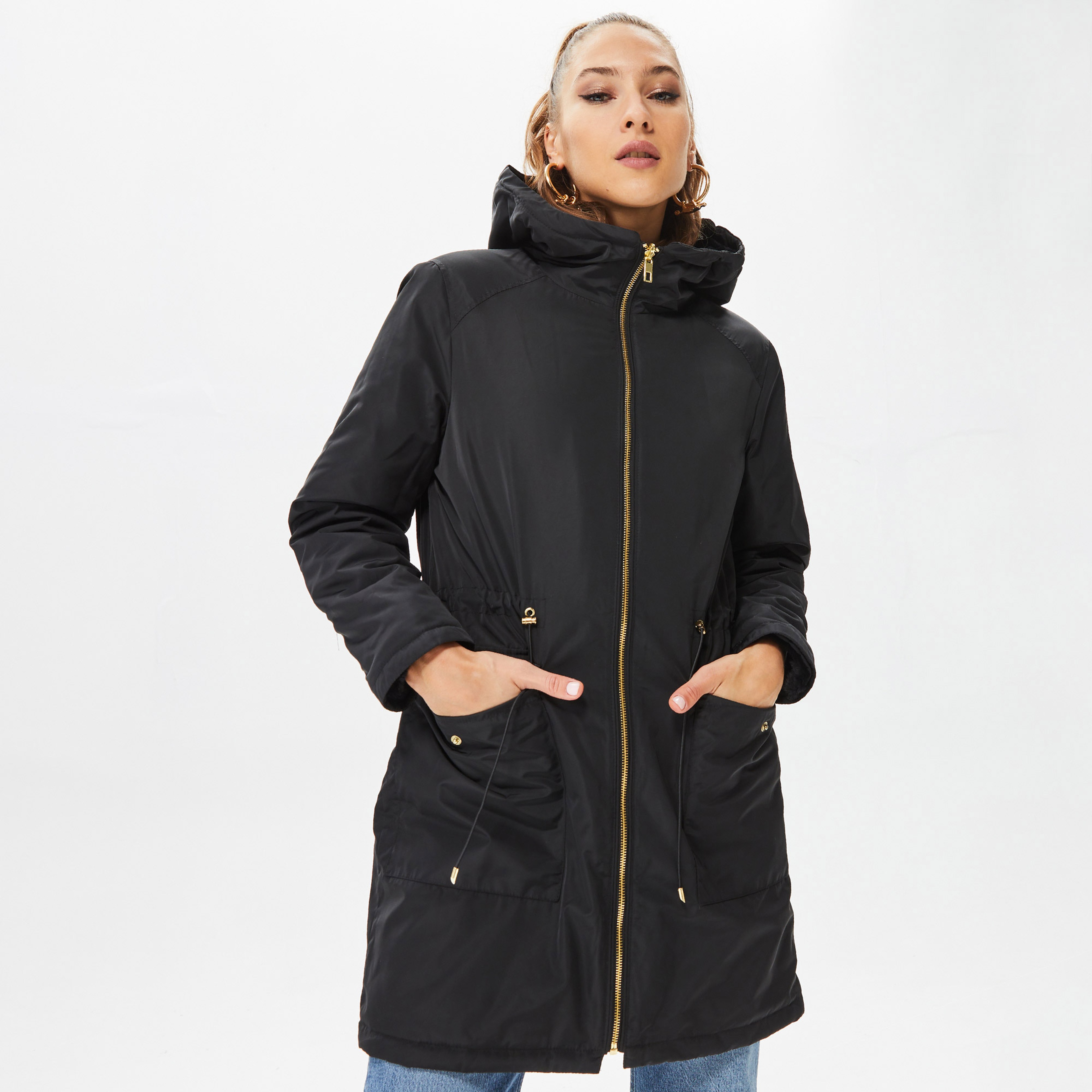 Only Onldahlia Fur Parka Kadın Siyah Ceket