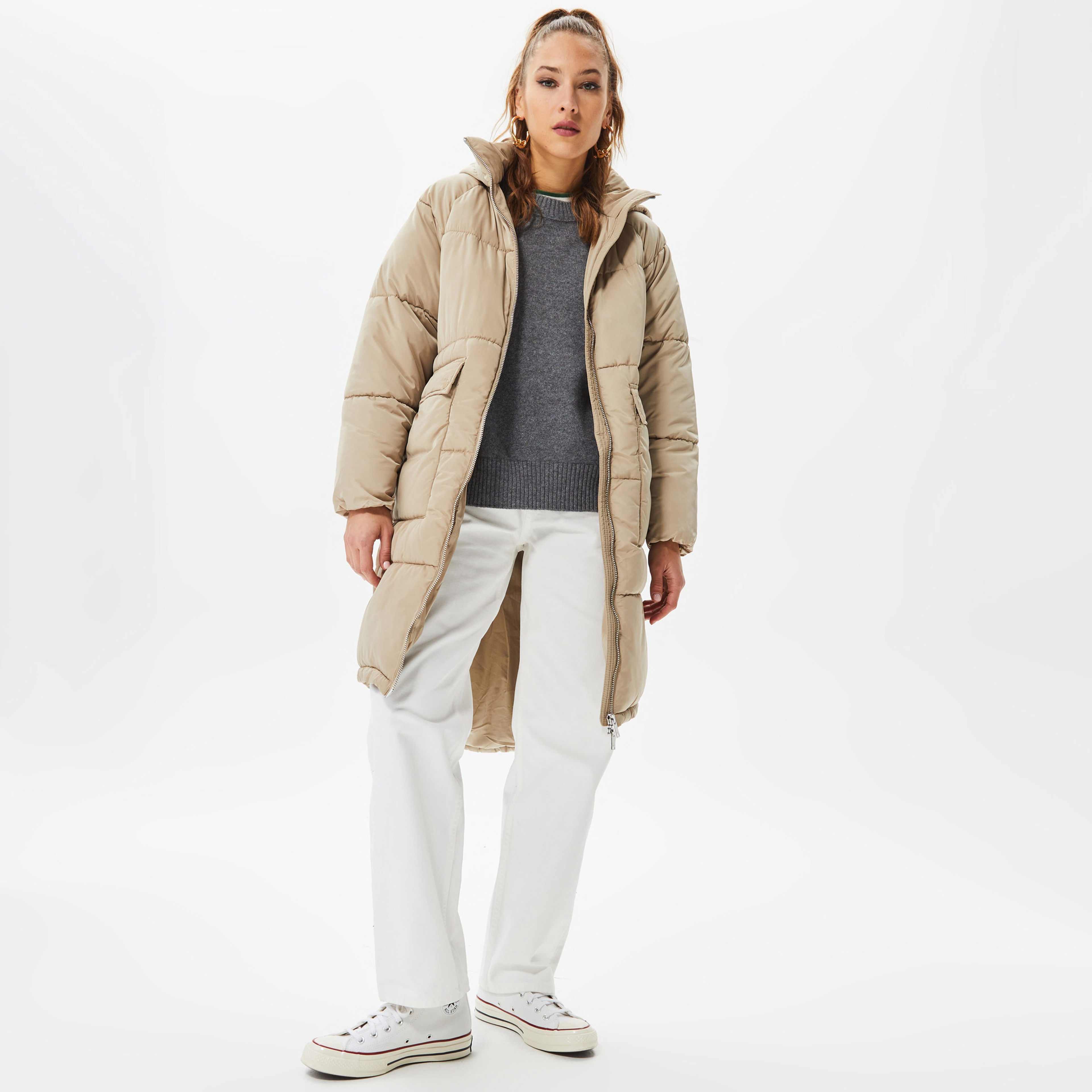 まりもページ Only Onlgabi Oversized Uzun Kadın Krem Rengi MontS15160167| Occasion