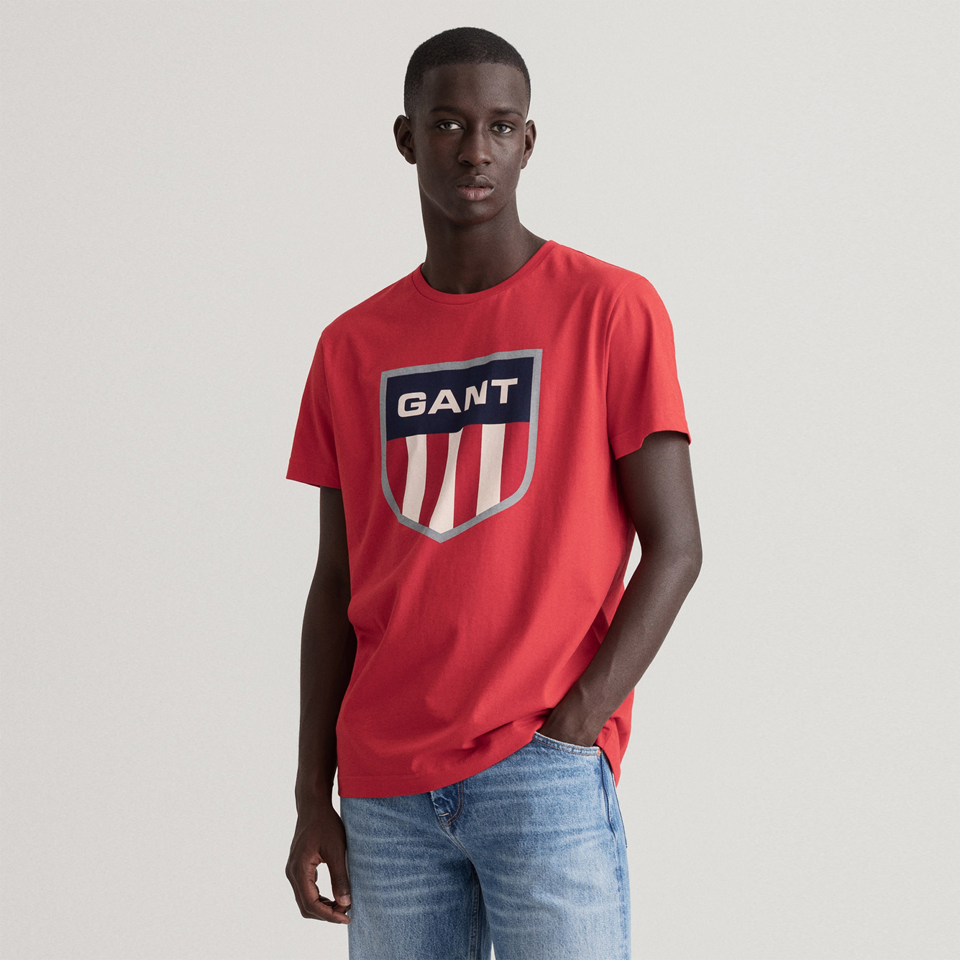 Gant Erkek Kırmızı Regular Fit Logolu T-shirt
