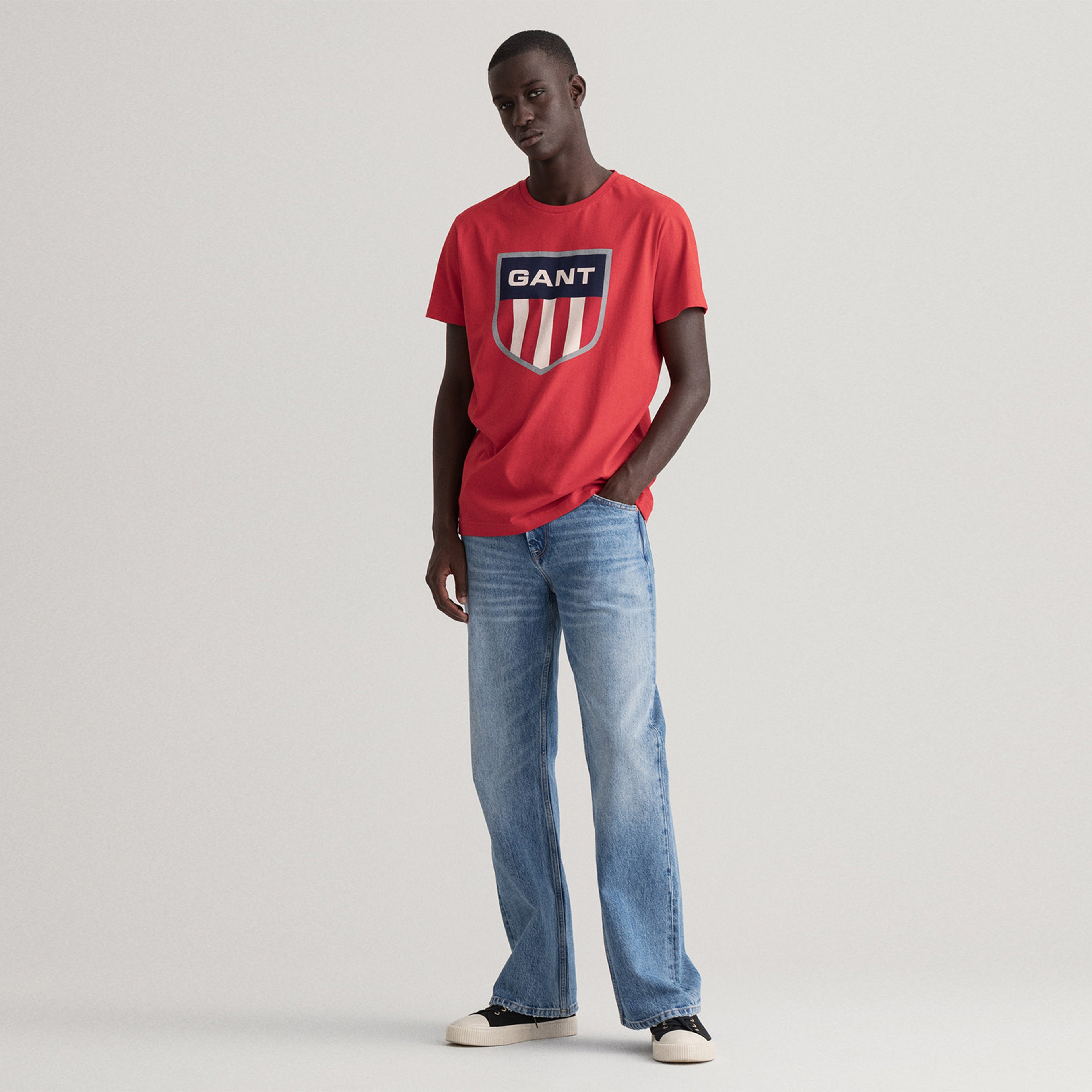 Gant Erkek Kırmızı Regular Fit Logolu T-shirt