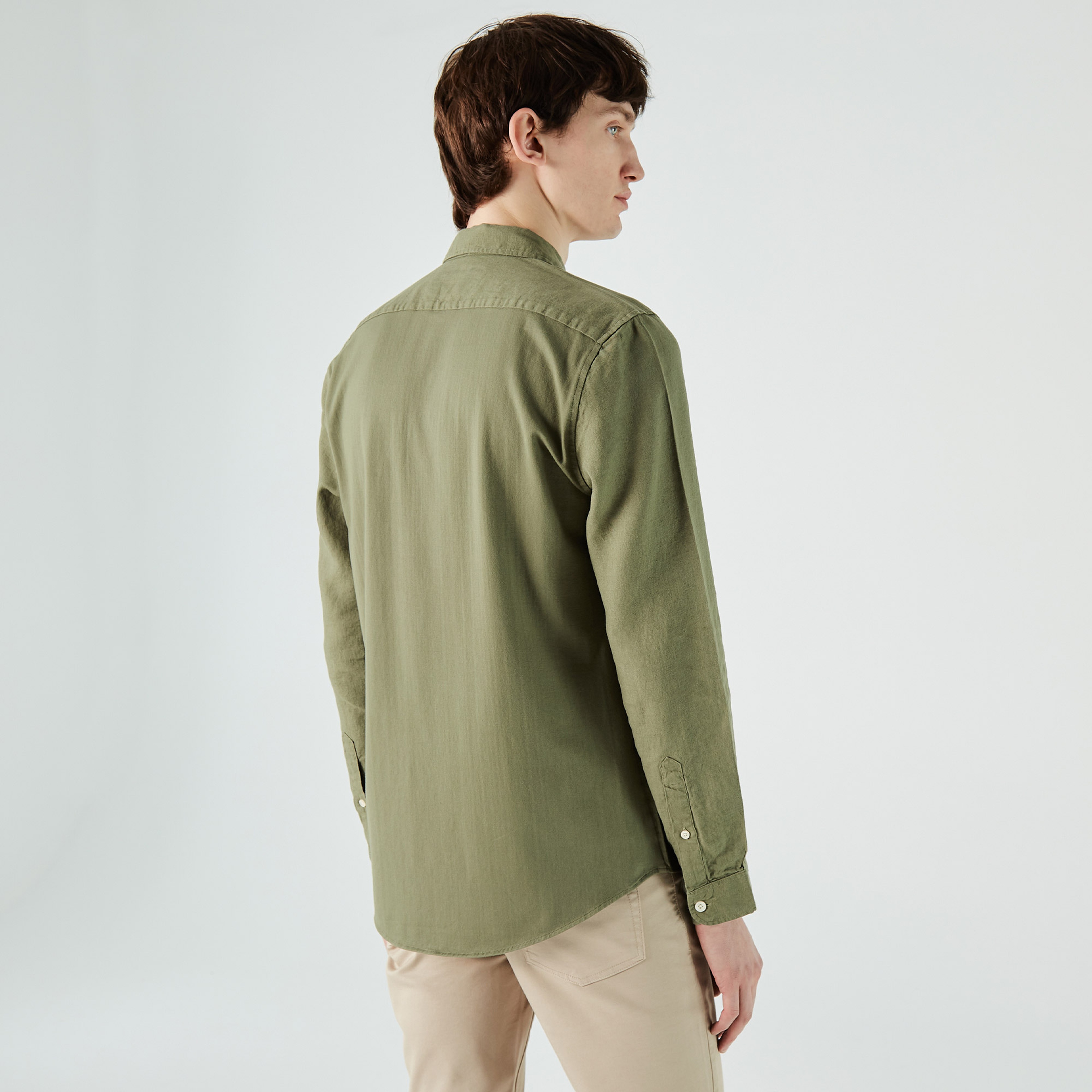 Lacoste Erkek Slim Fit Kısa Kollu Haki Gömlek