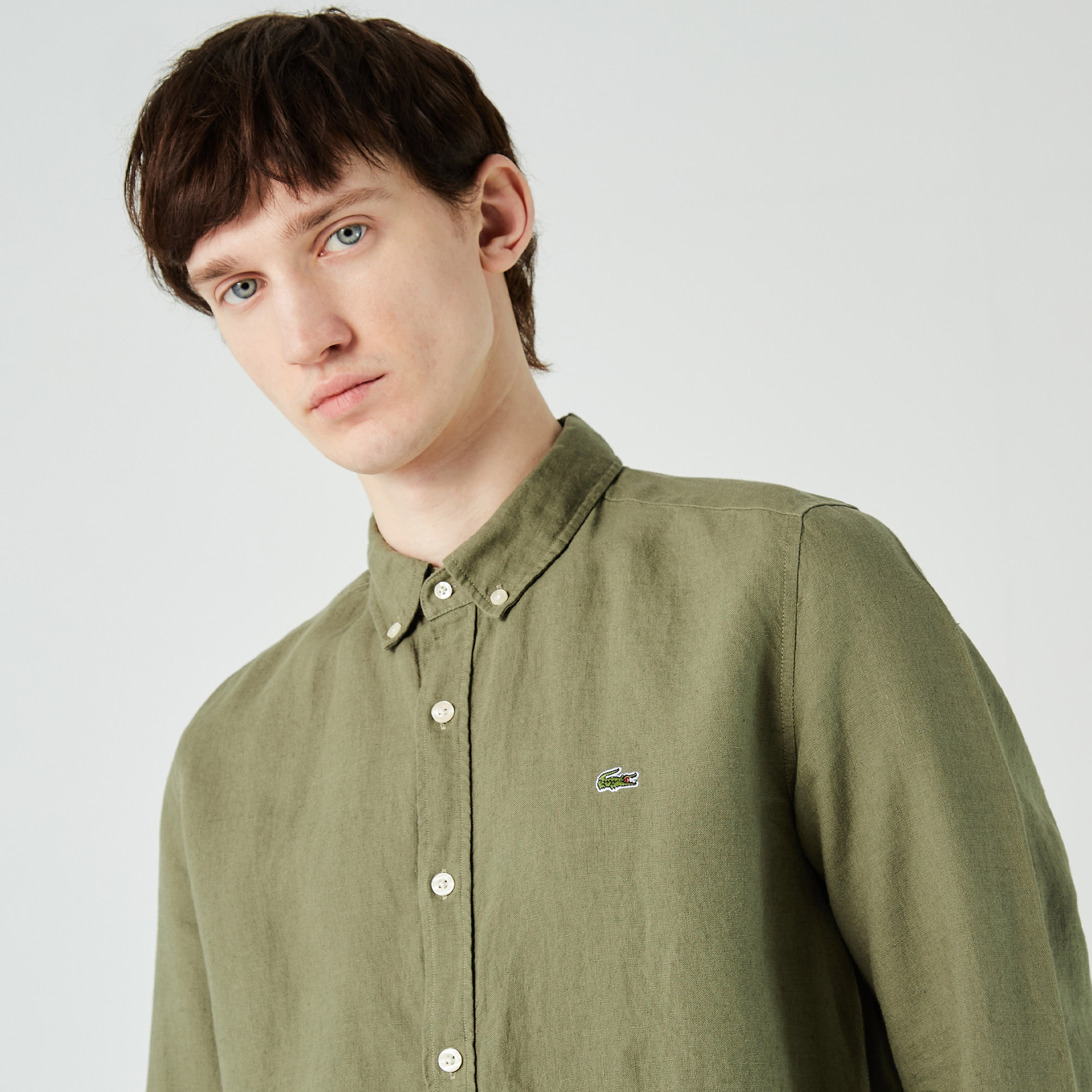 Lacoste Erkek Slim Fit Kısa Kollu Haki Gömlek