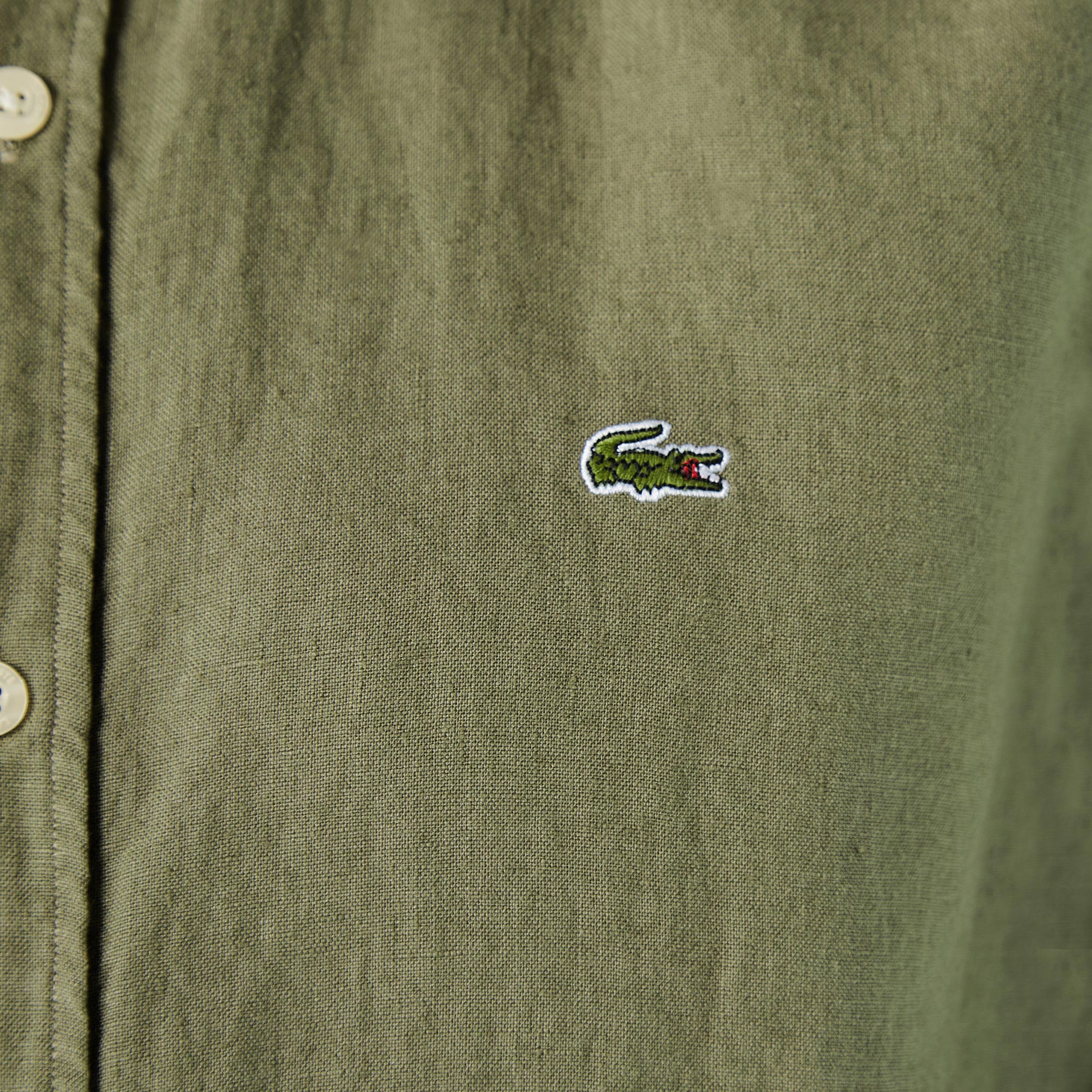 Lacoste Erkek Slim Fit Kısa Kollu Haki Gömlek