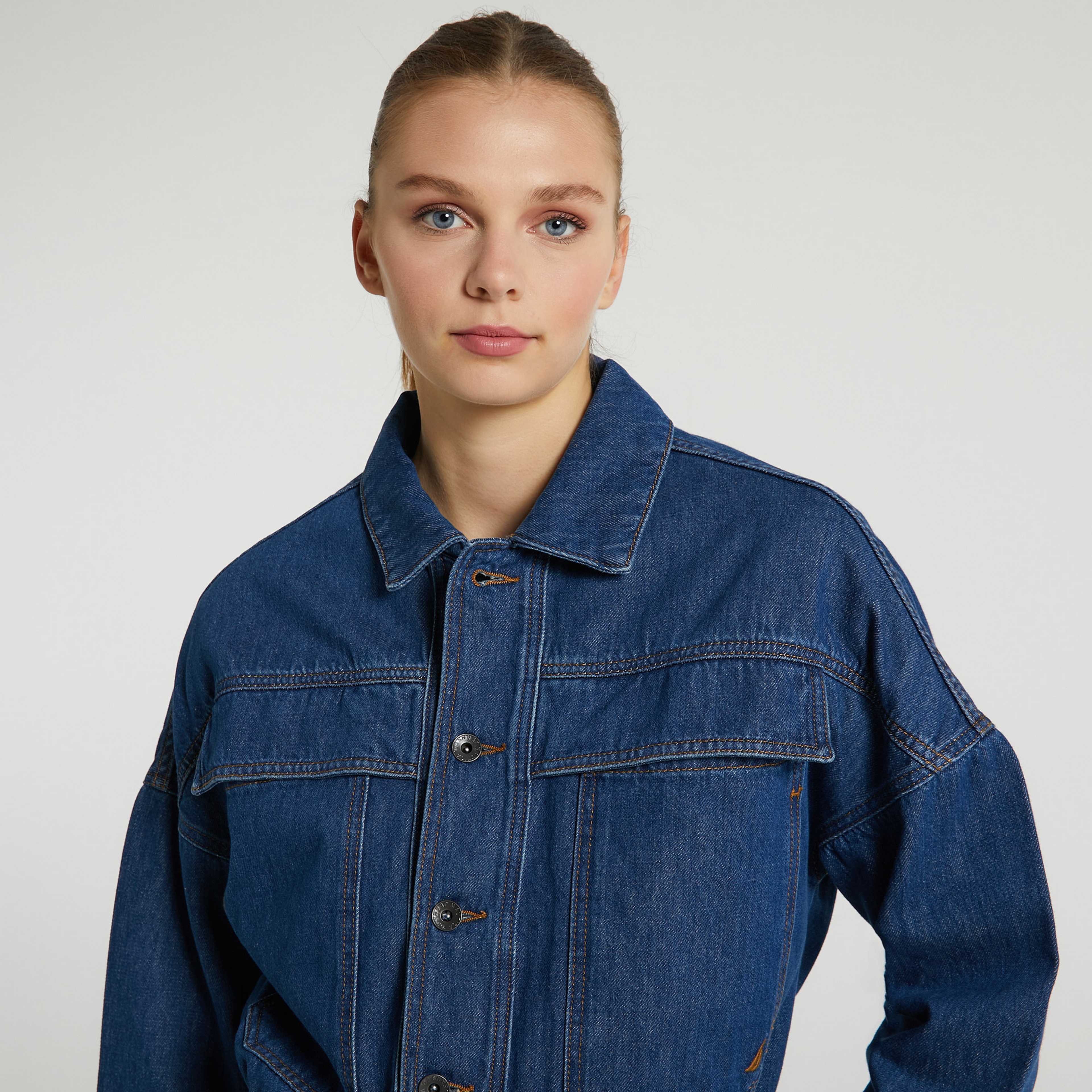 NAUTICA KADIN LACİVERT OVERSIZE DENIM CEKET