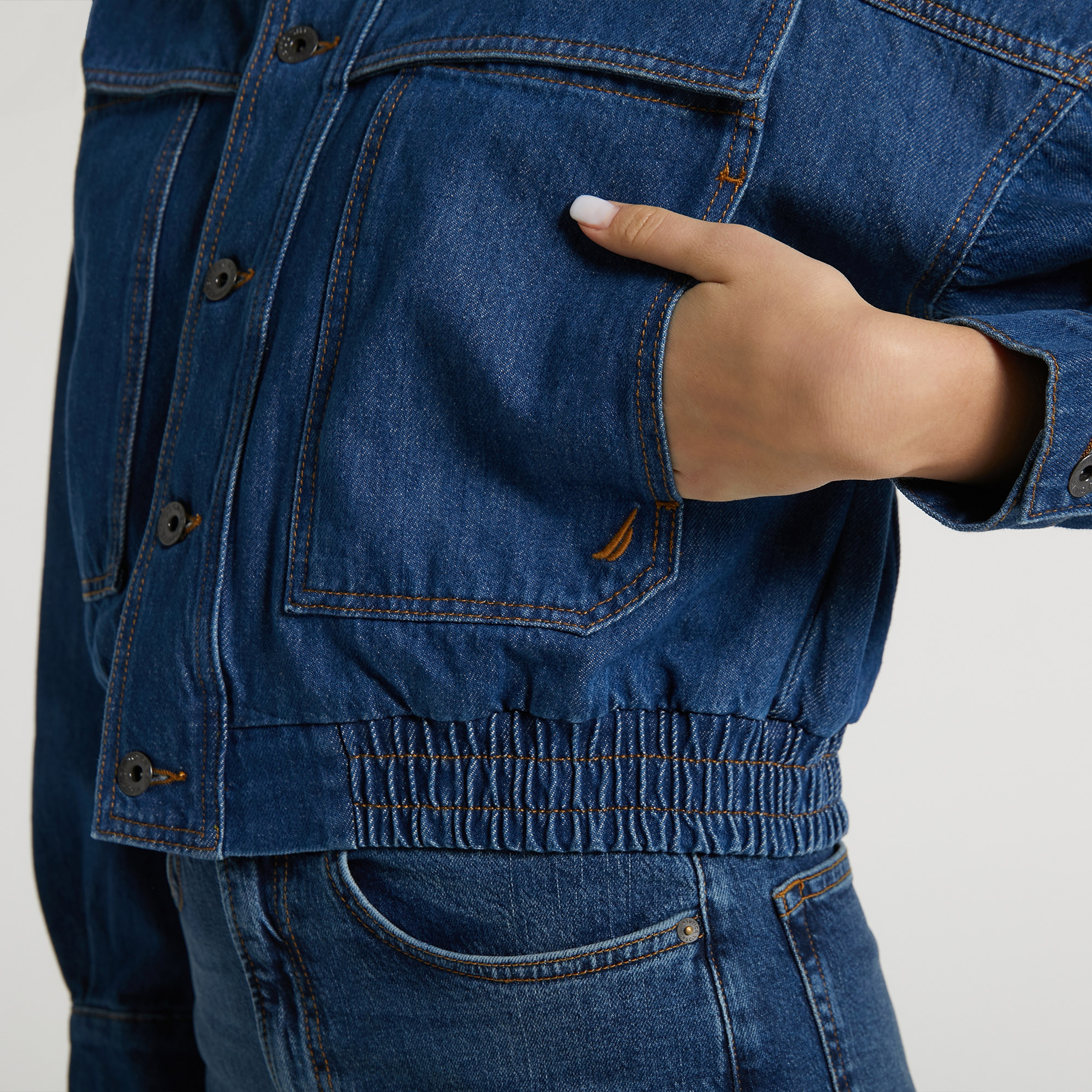 NAUTICA KADIN LACİVERT OVERSIZE DENIM CEKET