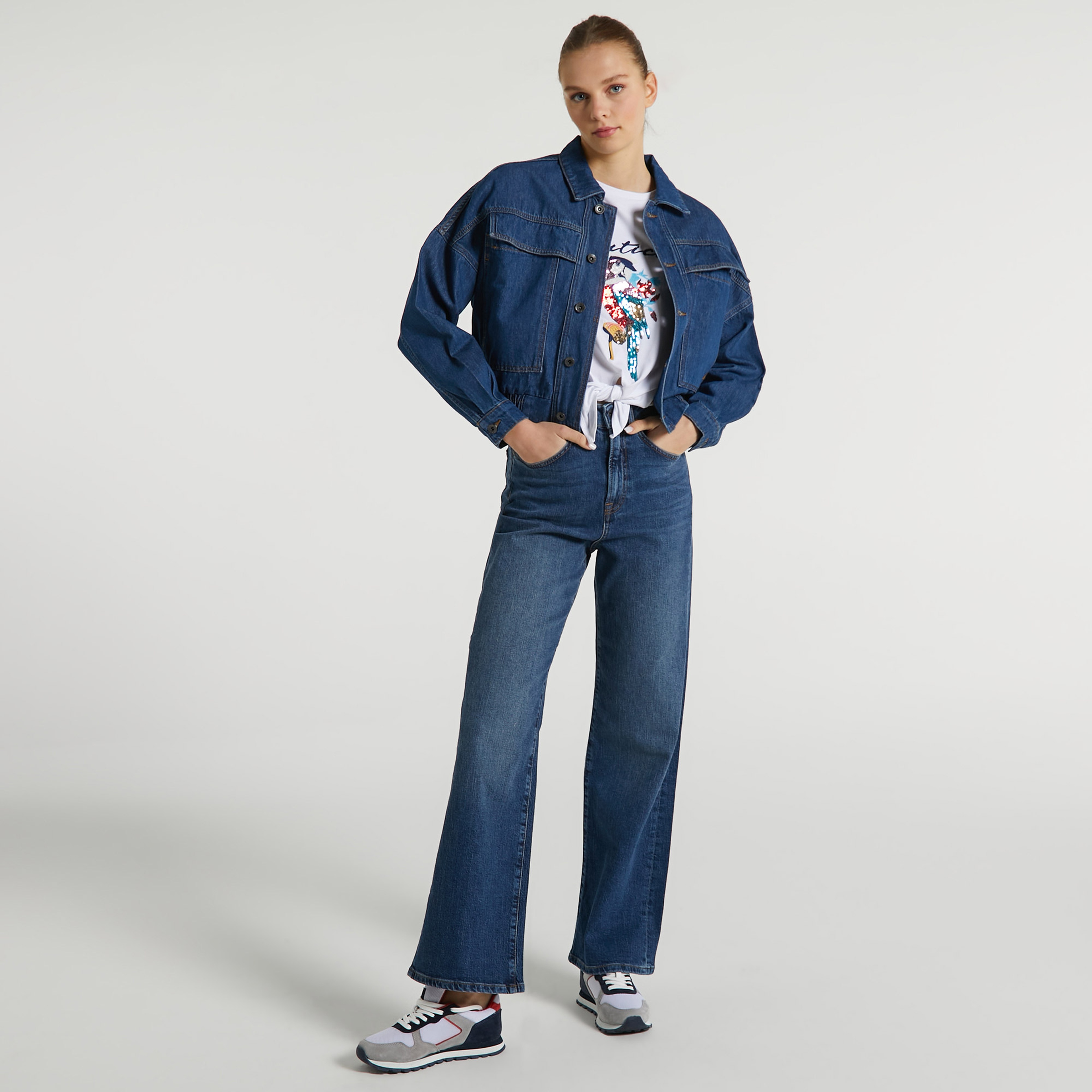 NAUTICA KADIN LACİVERT OVERSIZE DENIM CEKET