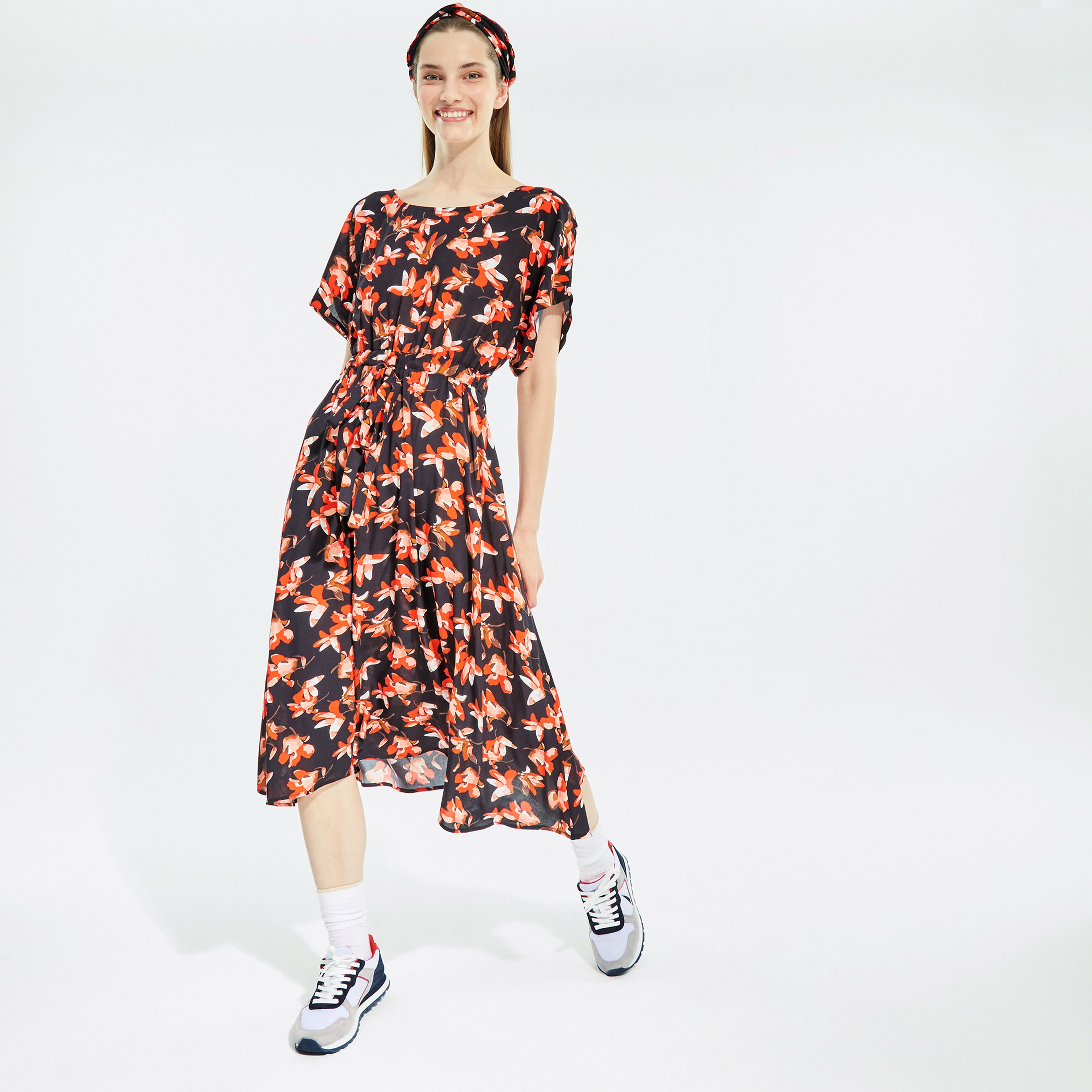 NAUTICA KADIN RENKLİ STANDART FIT KISA KOLLU ELBİSE