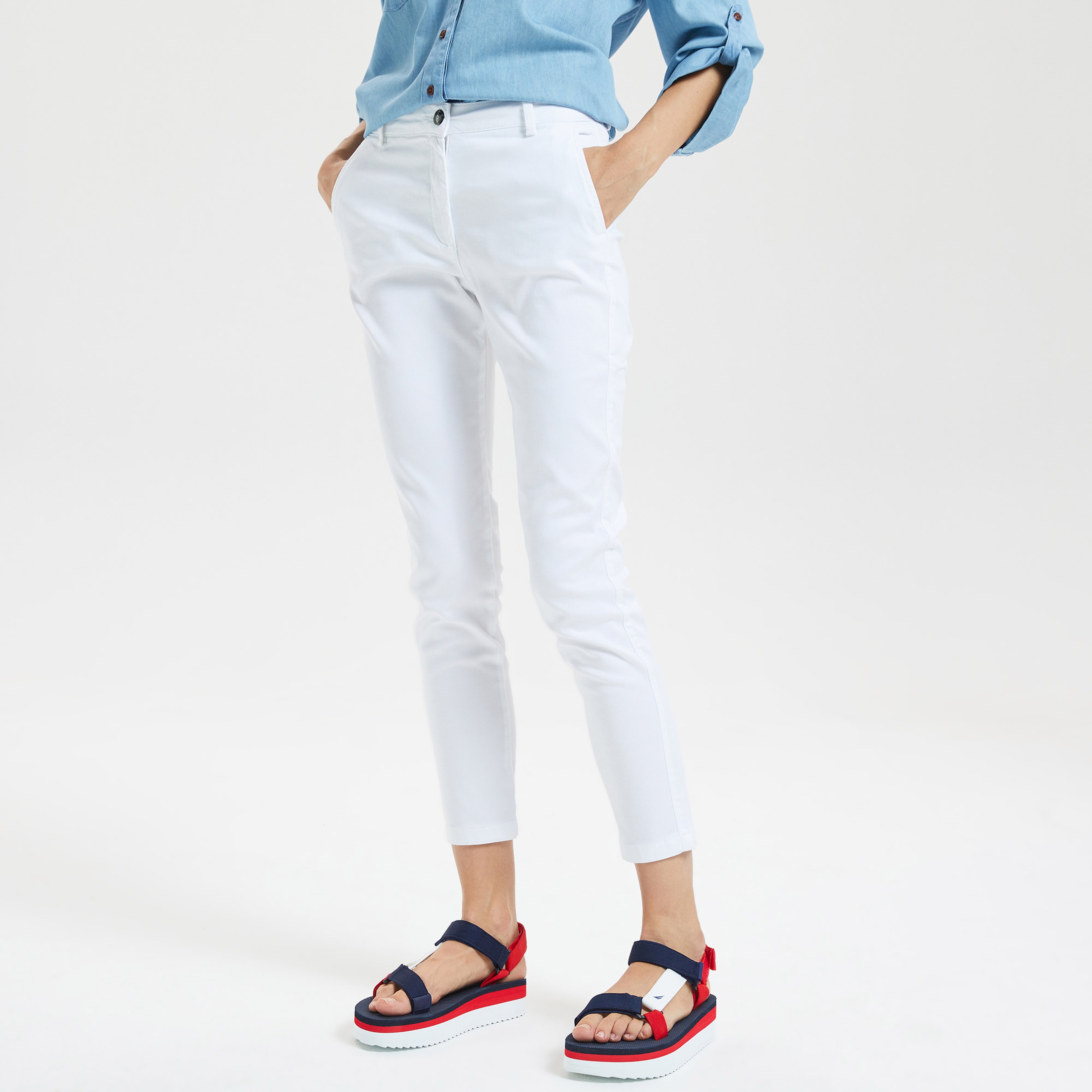 NAUTICA KADIN BEYAZ SLIM FIT CHINO PANTOLON