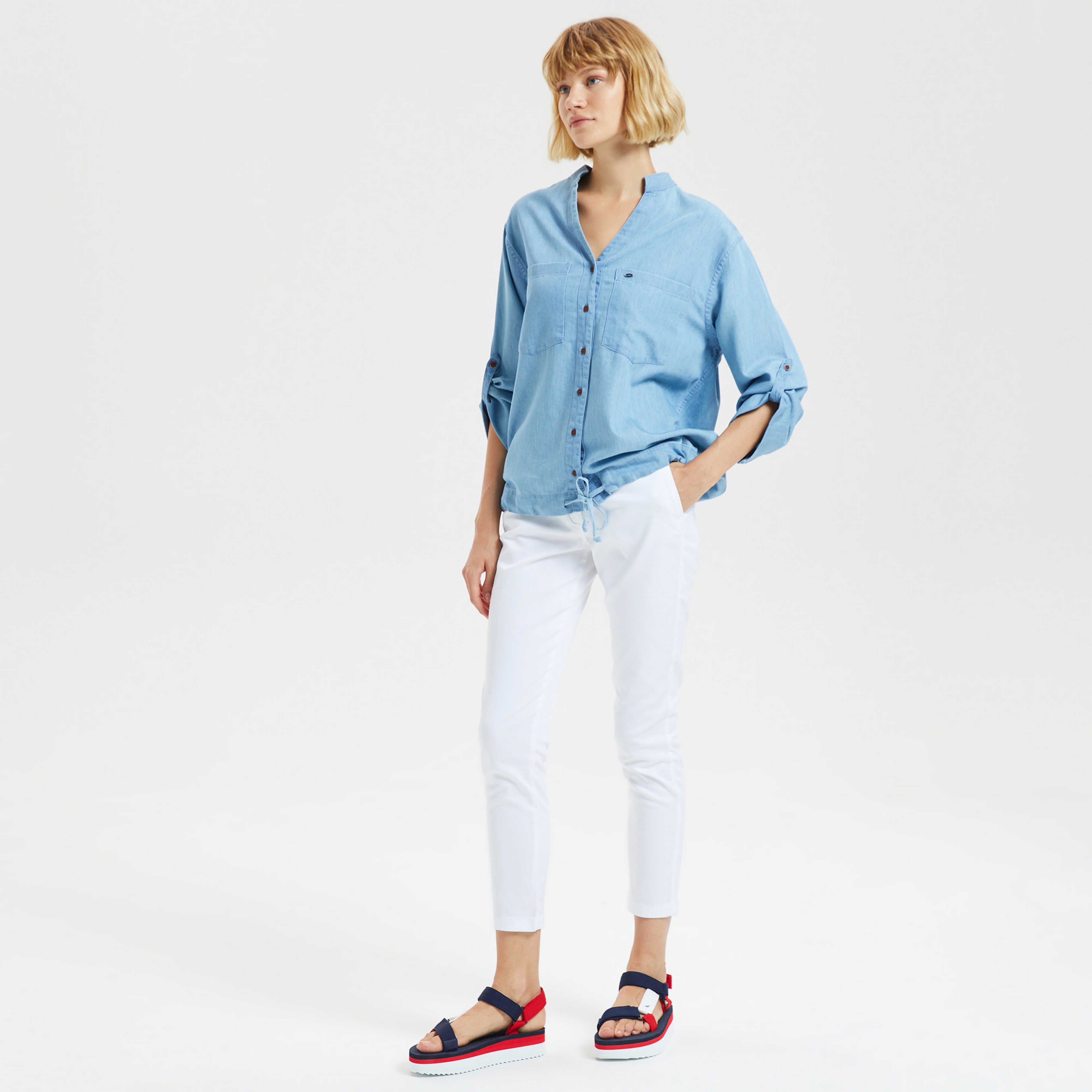 NAUTICA KADIN BEYAZ SLIM FIT CHINO PANTOLON