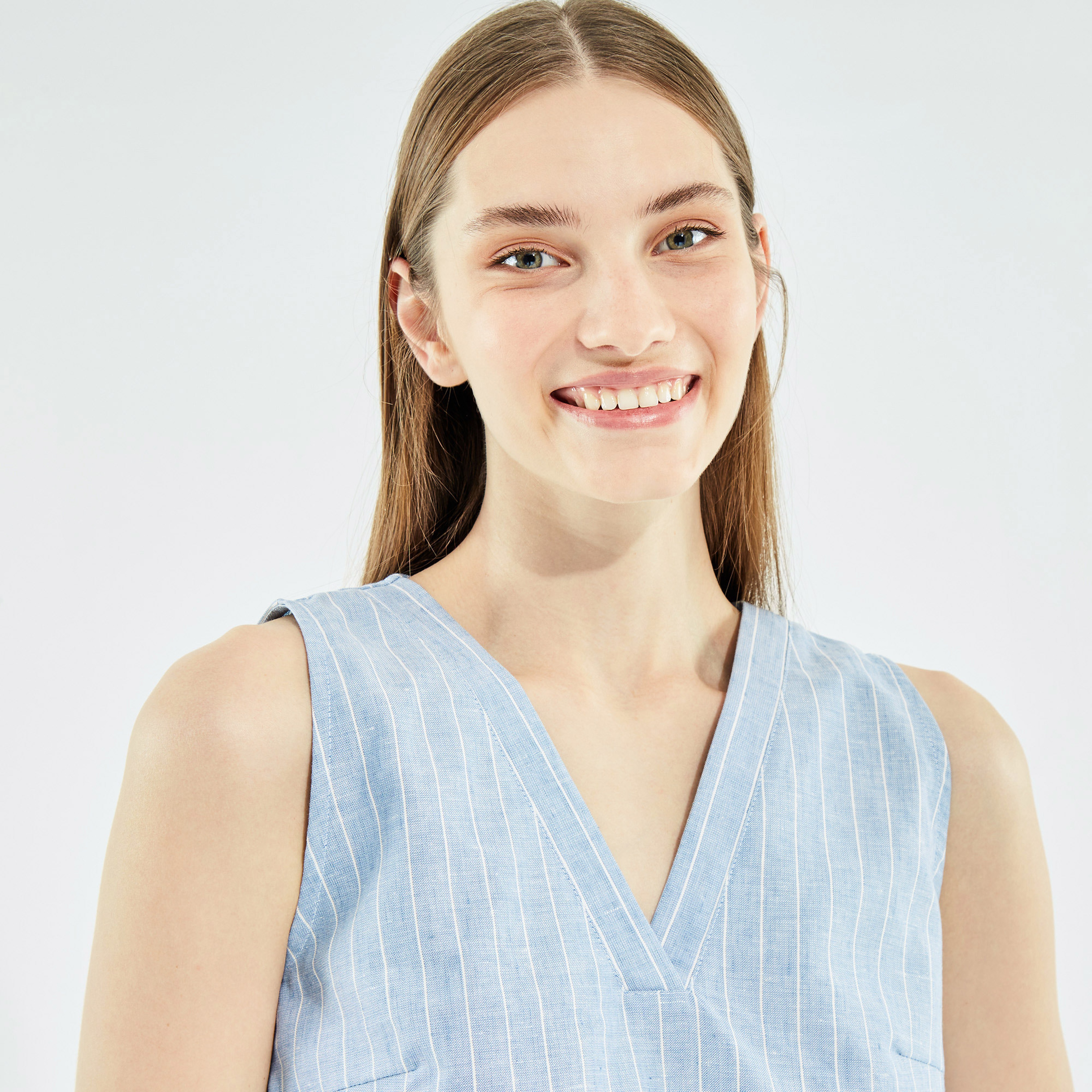 NAUTICA KADIN MAVİ OVERSIZE KOLSUZ BLUZ