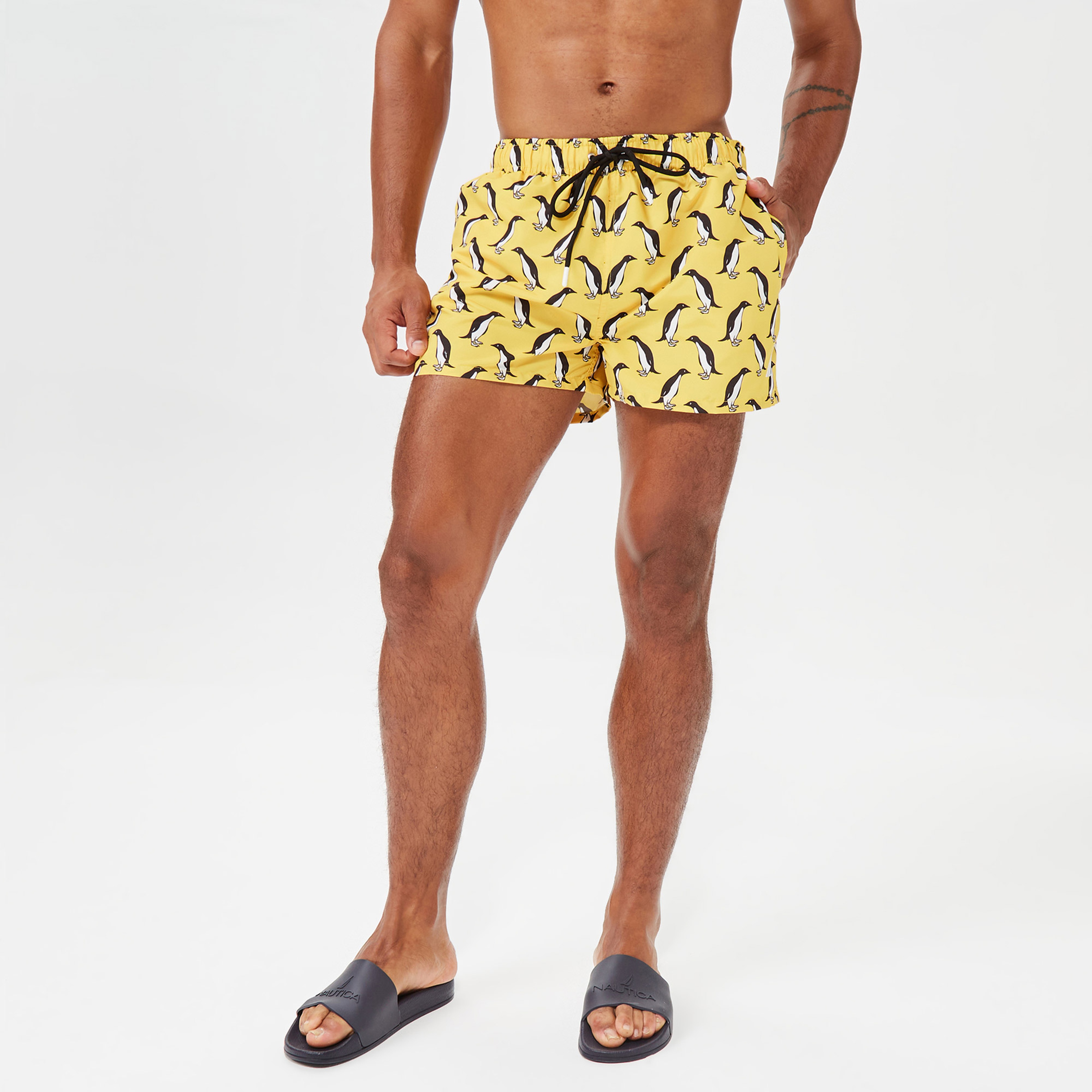 Nautica Erkek Sarı Standart Fit Mayo Şort