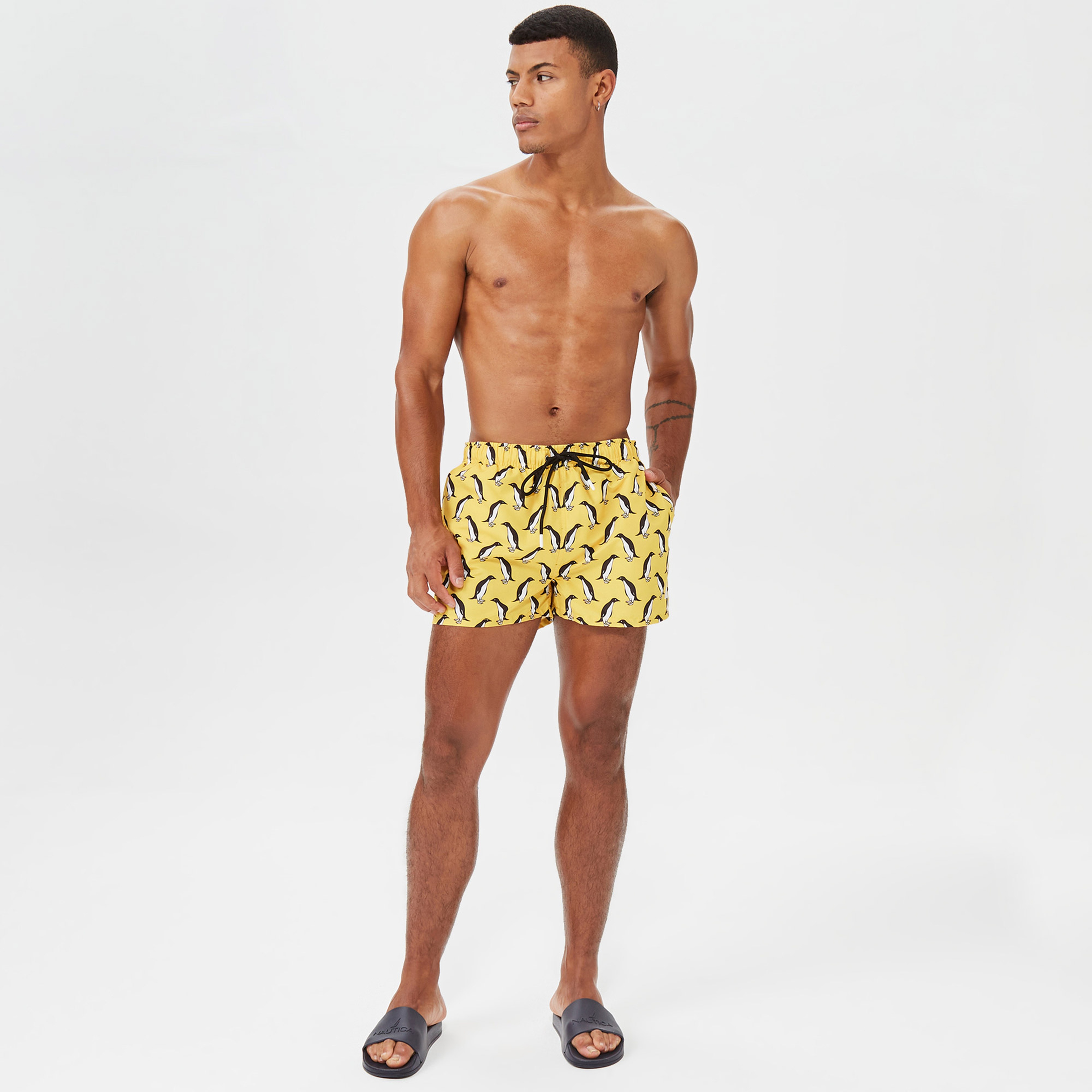 Nautica Erkek Sarı Standart Fit Mayo Şort