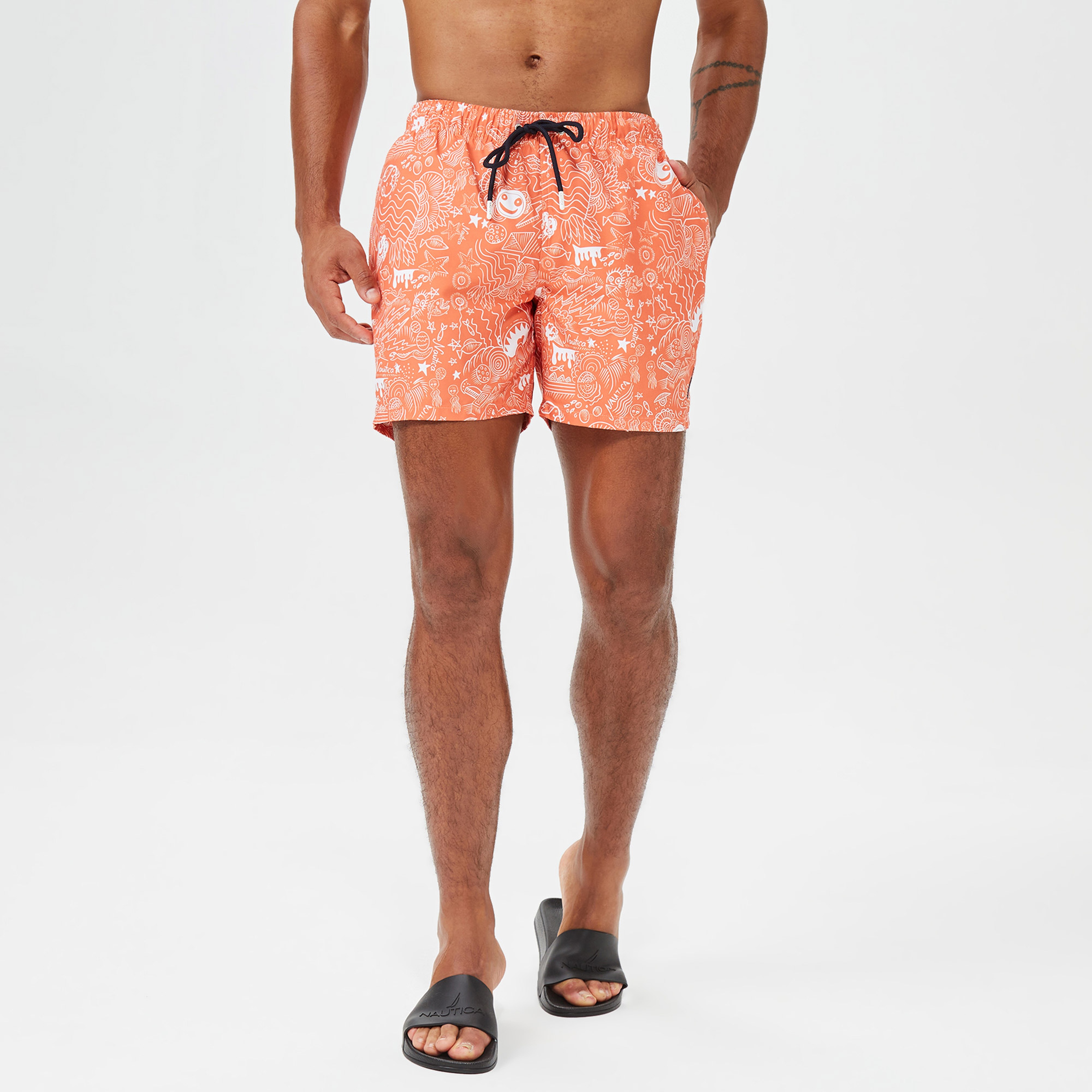 Nautica Erkek Turuncu Standart Fit Mayo Şort
