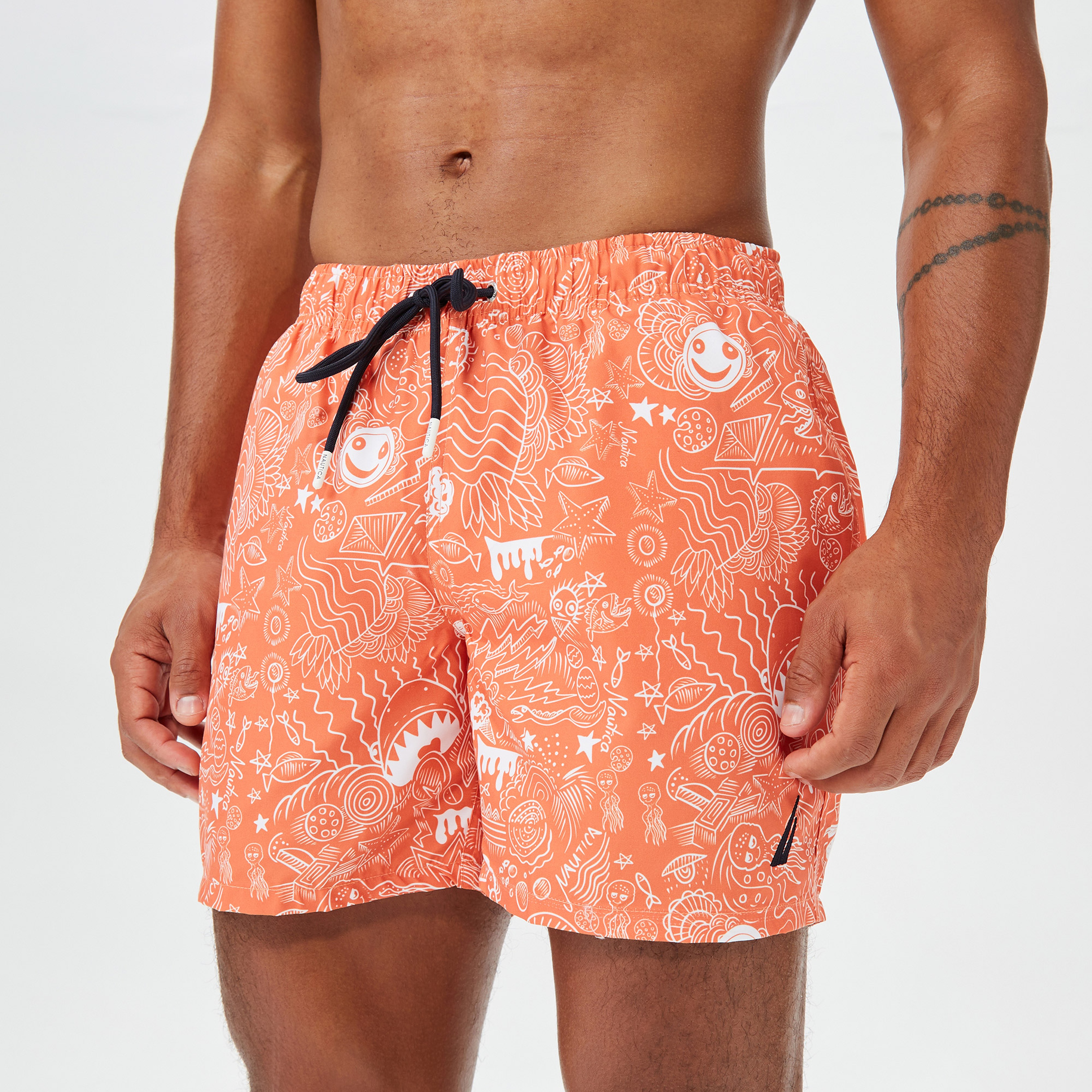 Nautica Erkek Turuncu Standart Fit Mayo Şort