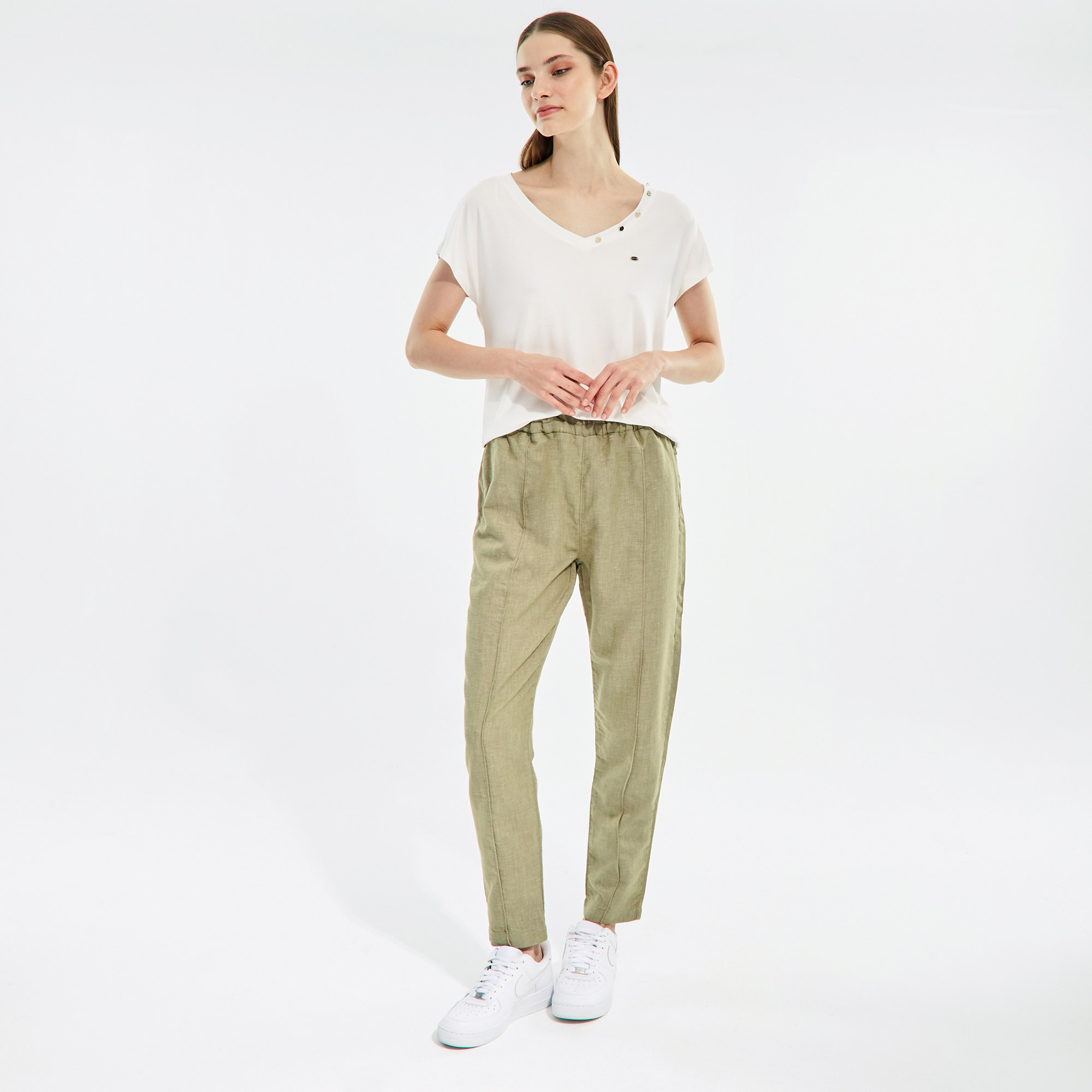 Nautica Kadın Beyaz Standart Fit T-Shirt