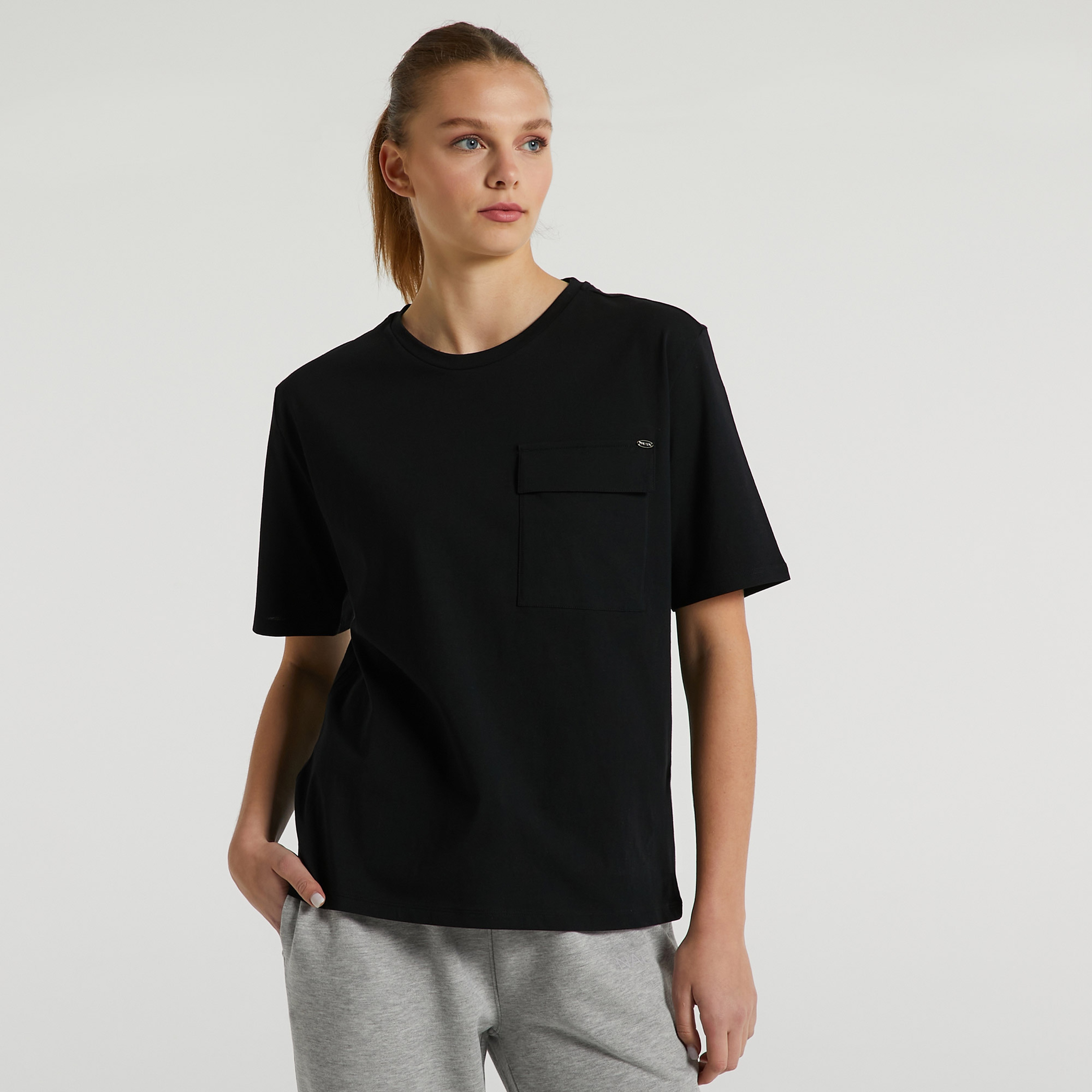 Nautica Oversize Kısa Kollu Kadın Siyah T-shirt