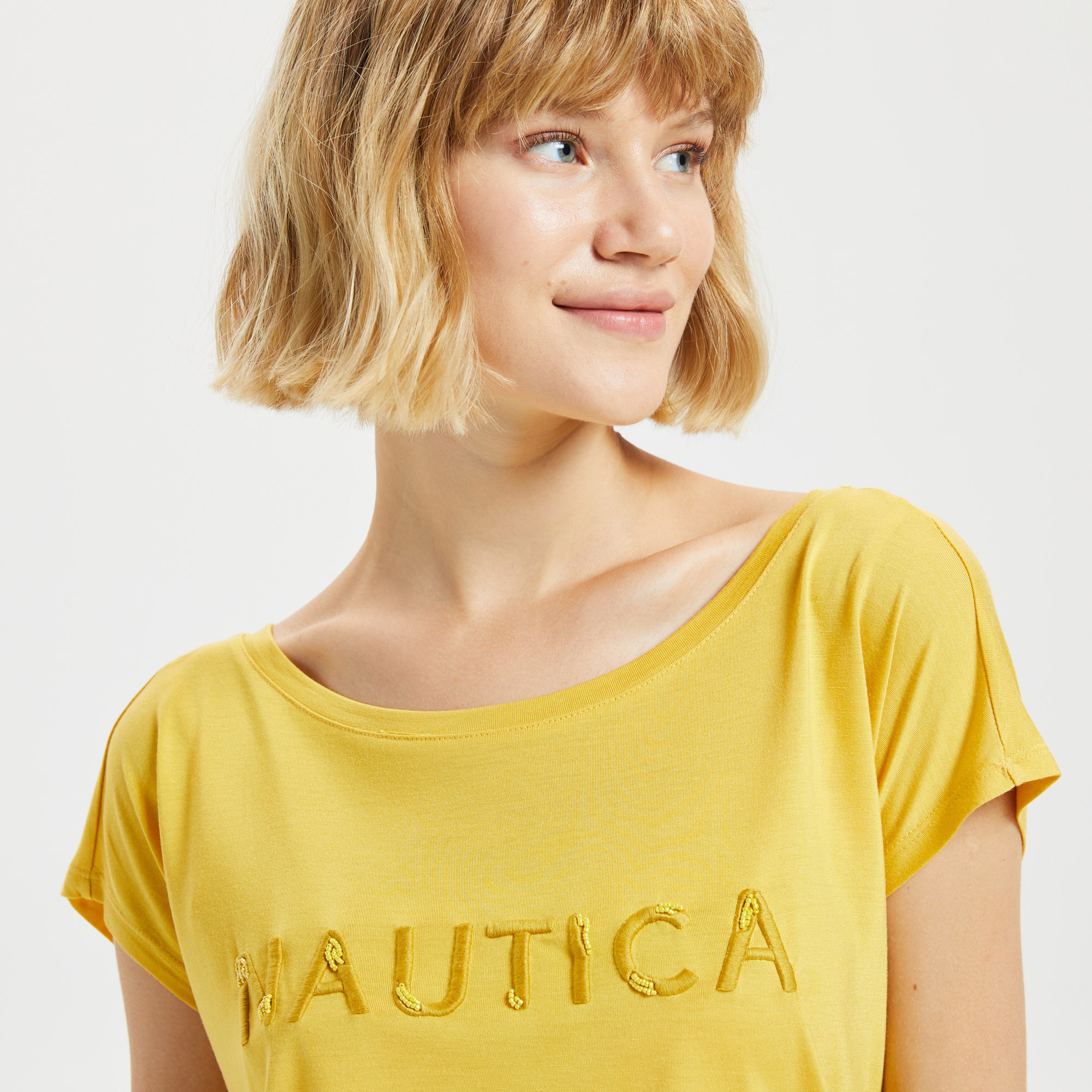 Nautica Oversize Kısa Kollu Kadın Sarı T-shirt