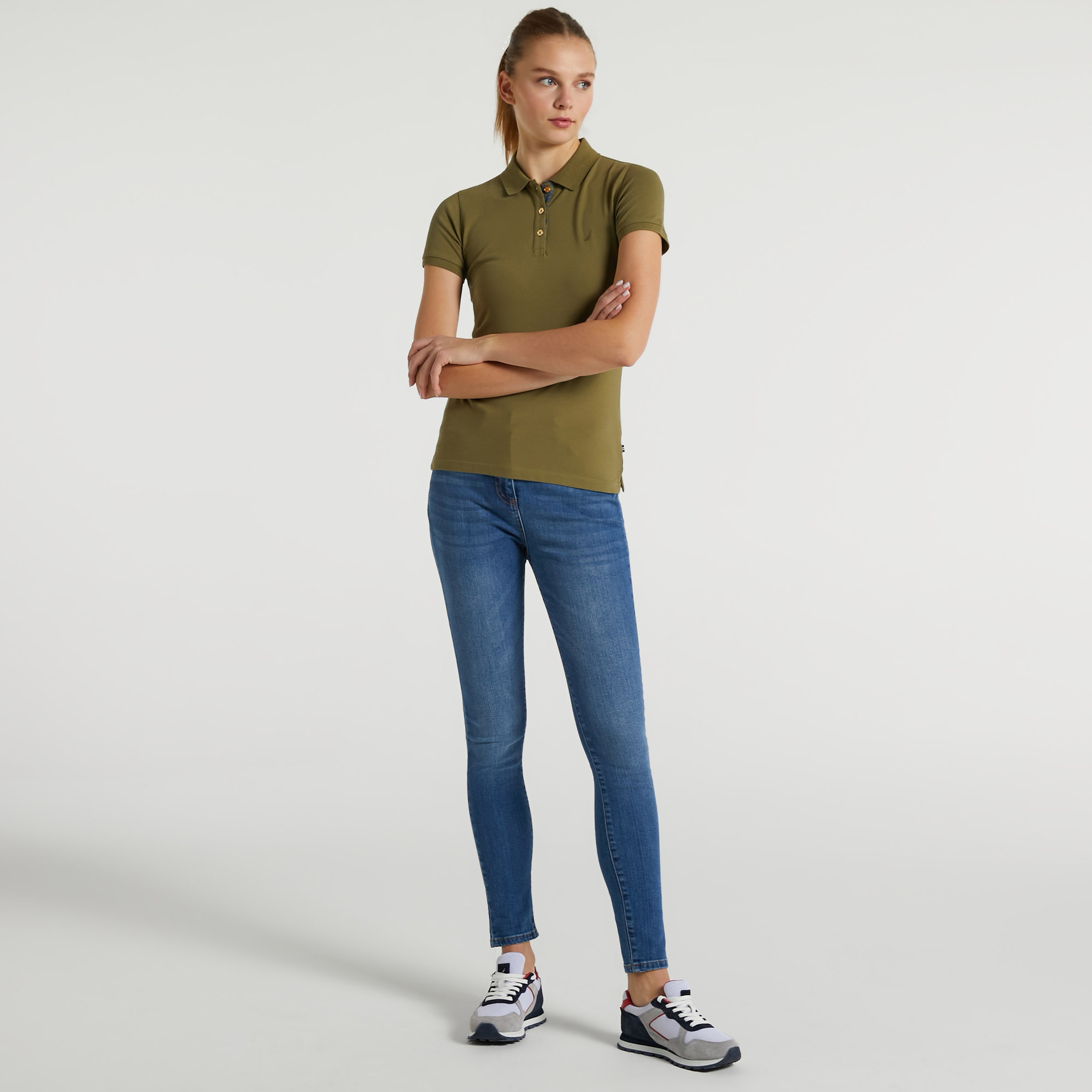 NAUTICA KADIN YEŞİL SLIM FIT KISA KOLLU POLO