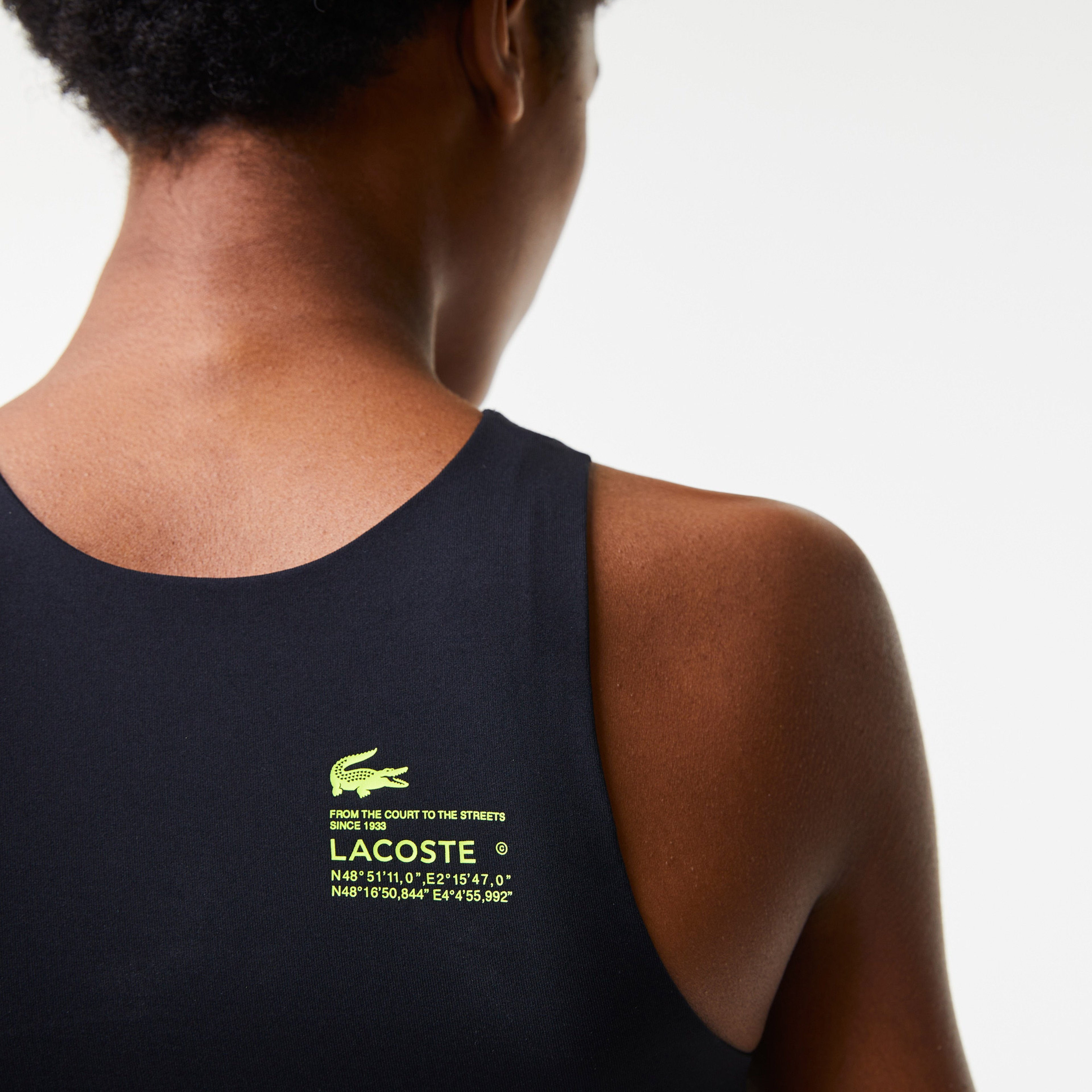 Lacoste Kadın Slim Fit Kolsuz Bisiklet Yaka Baskılı Siyah Bra