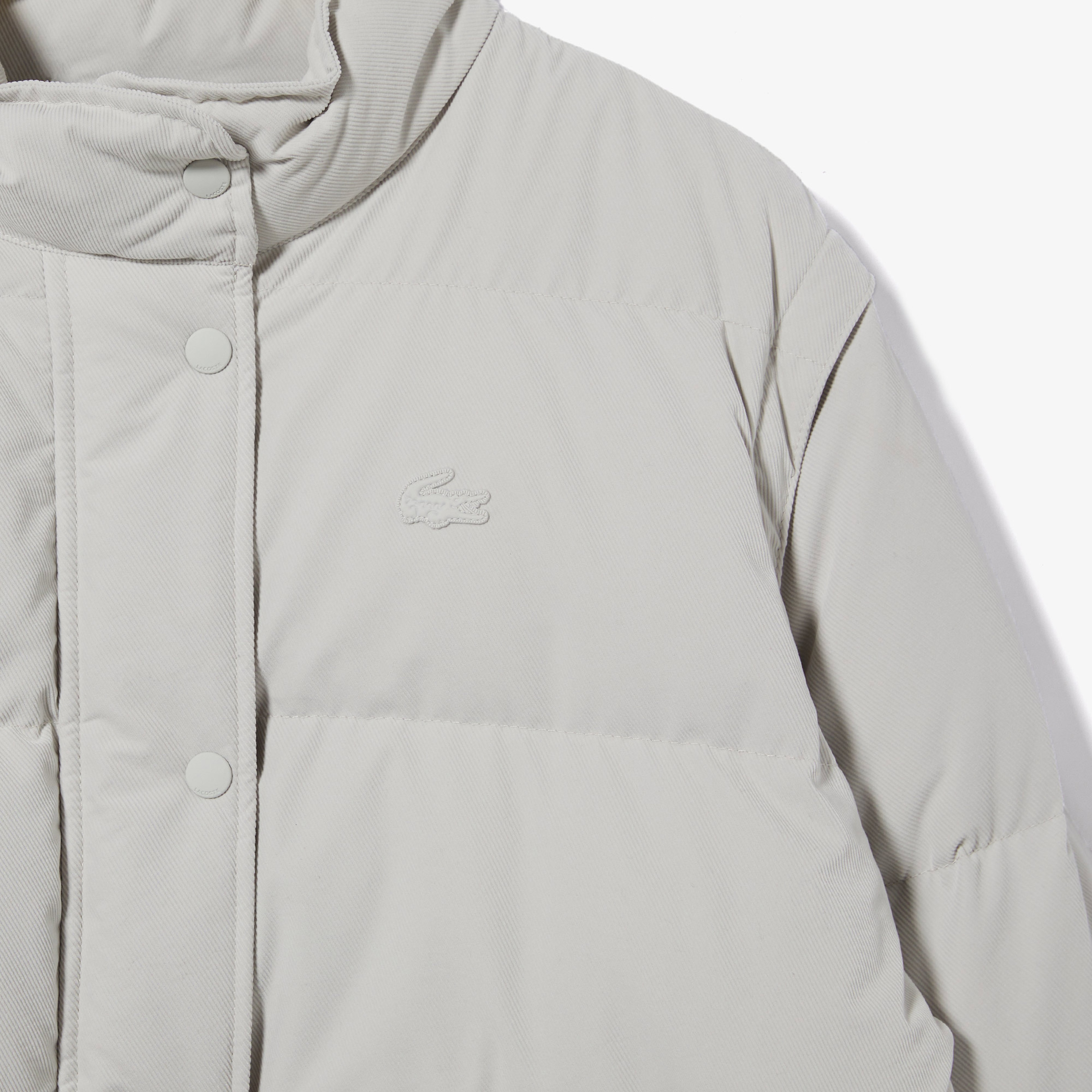 Lacoste Kadın Dik Yaka Kapitone Açık Gri Mont