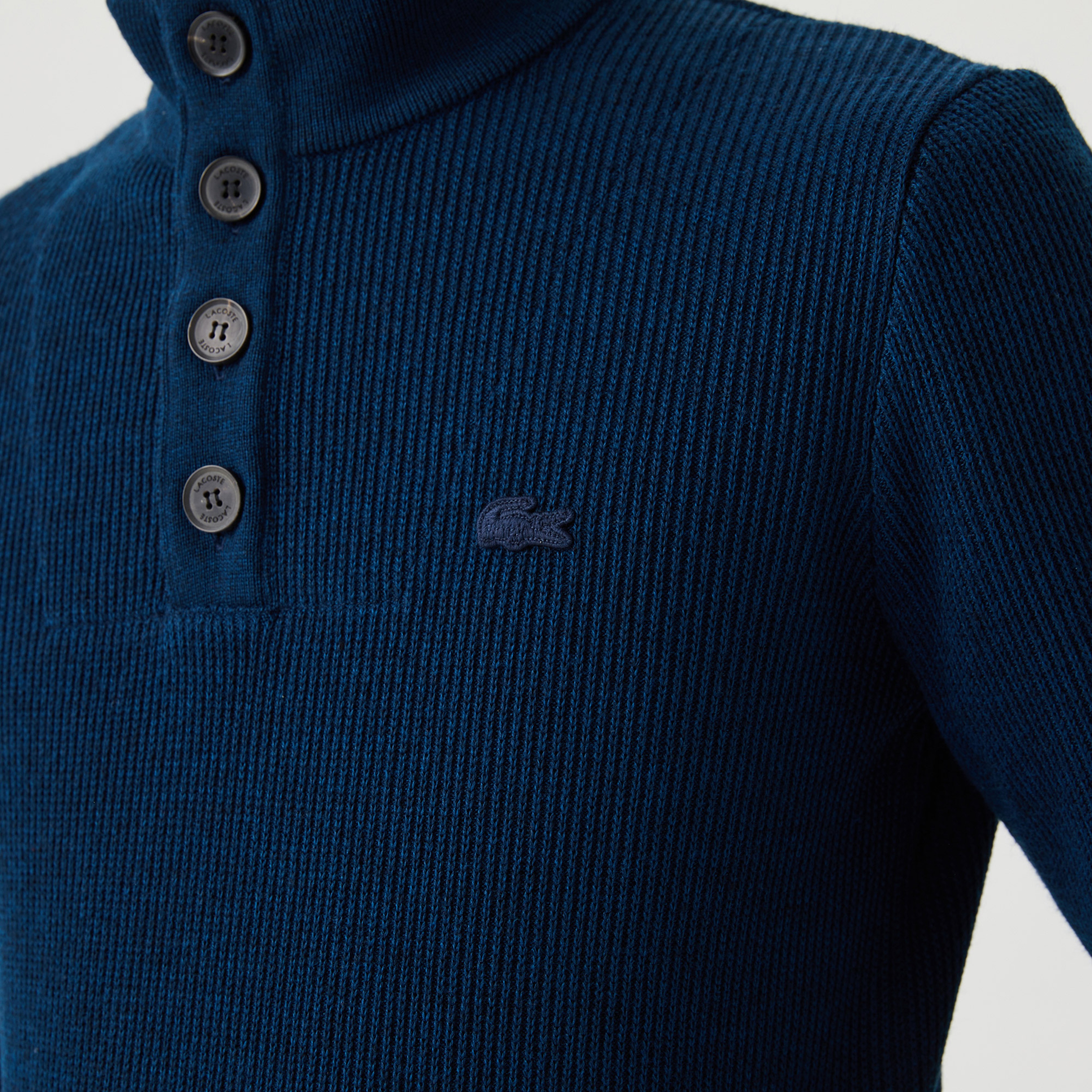 Lacoste Erkek Düğmeli Yaka Lacivert Kazak