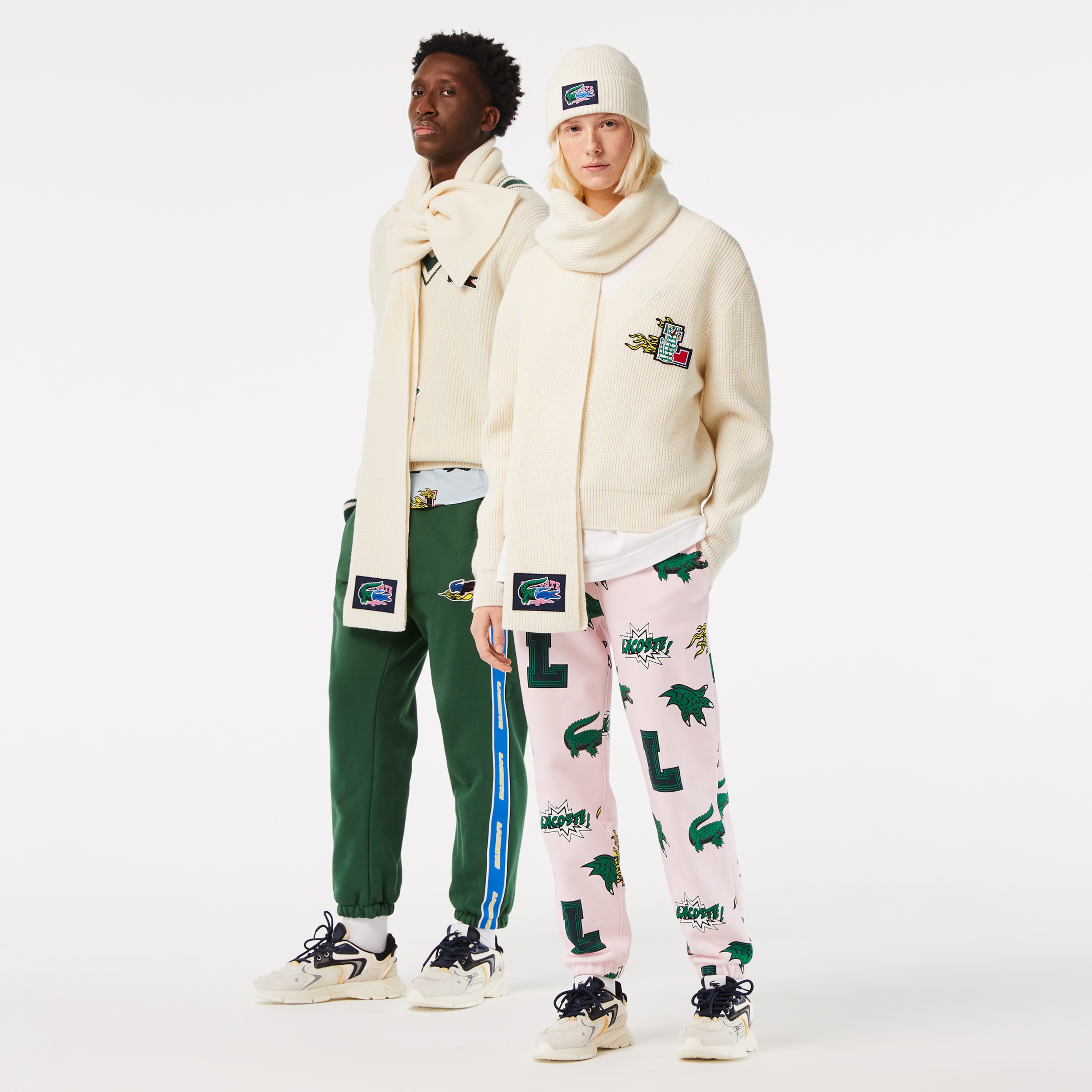 Lacoste Holiday Erkek Yün Krem Atkı Bere Seti