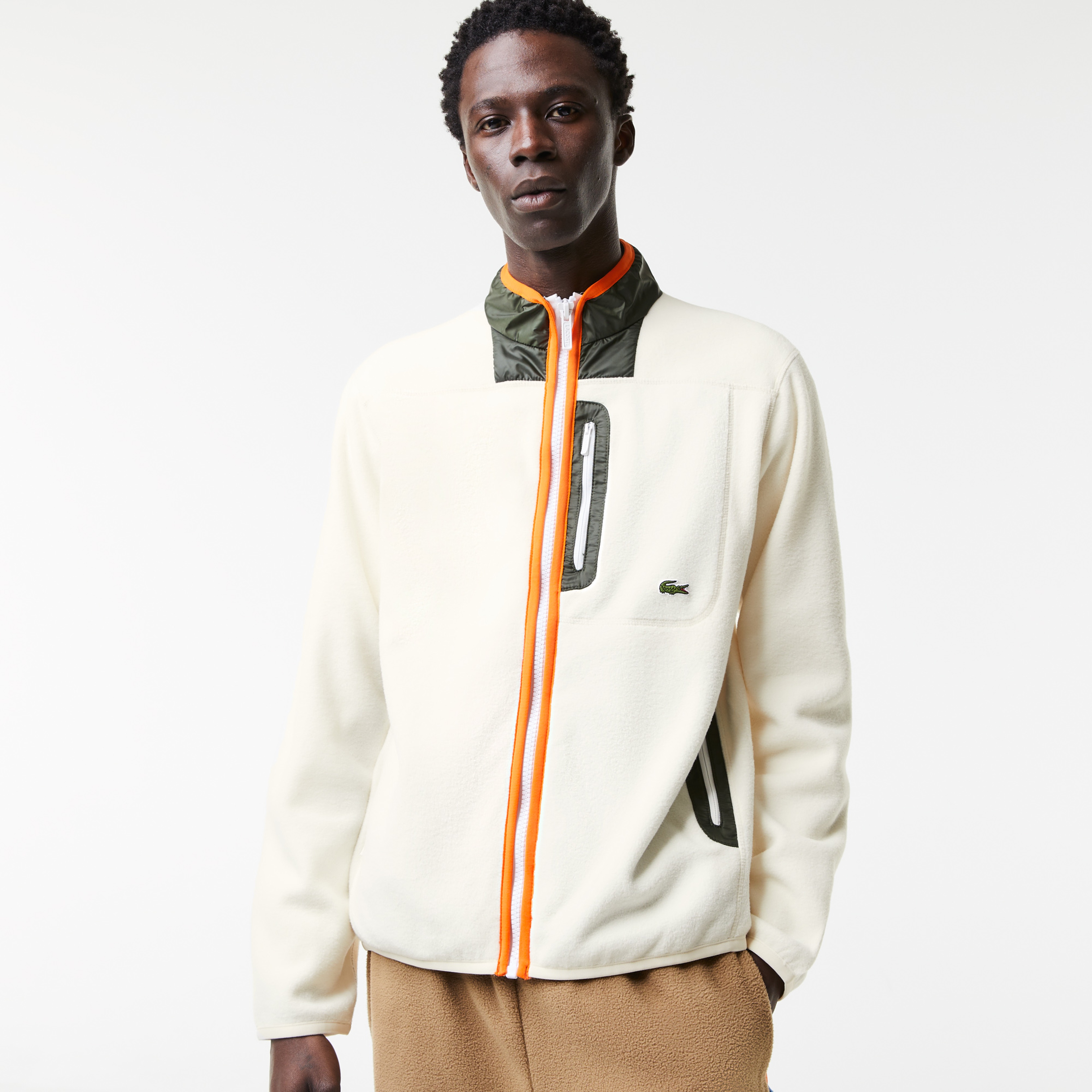 Lacoste Erkek Relaxed Fit Fermuarlı Beyaz Sweatshirt