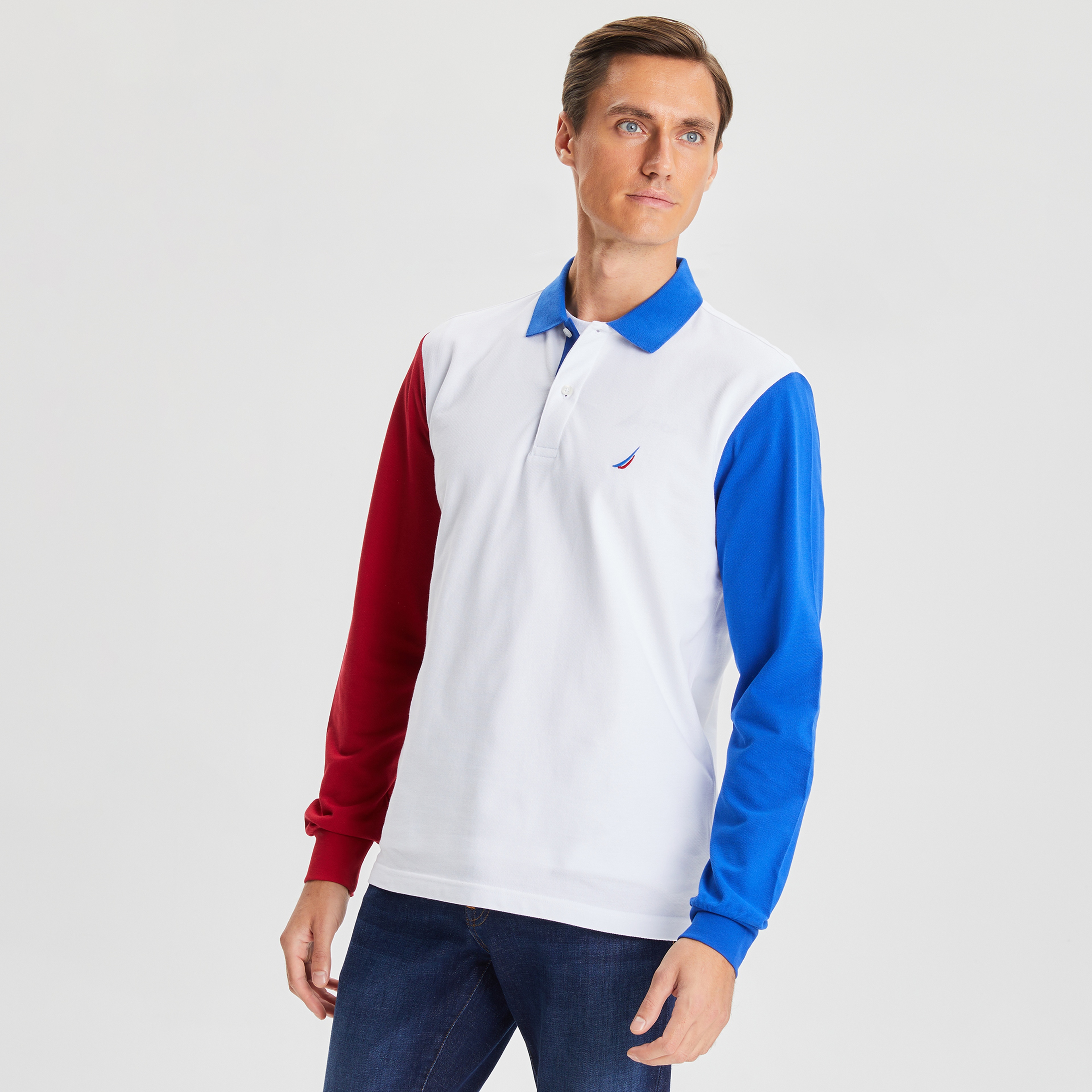 NAUTICA ERKEK BEYAZ UZUN KOLLU POLO