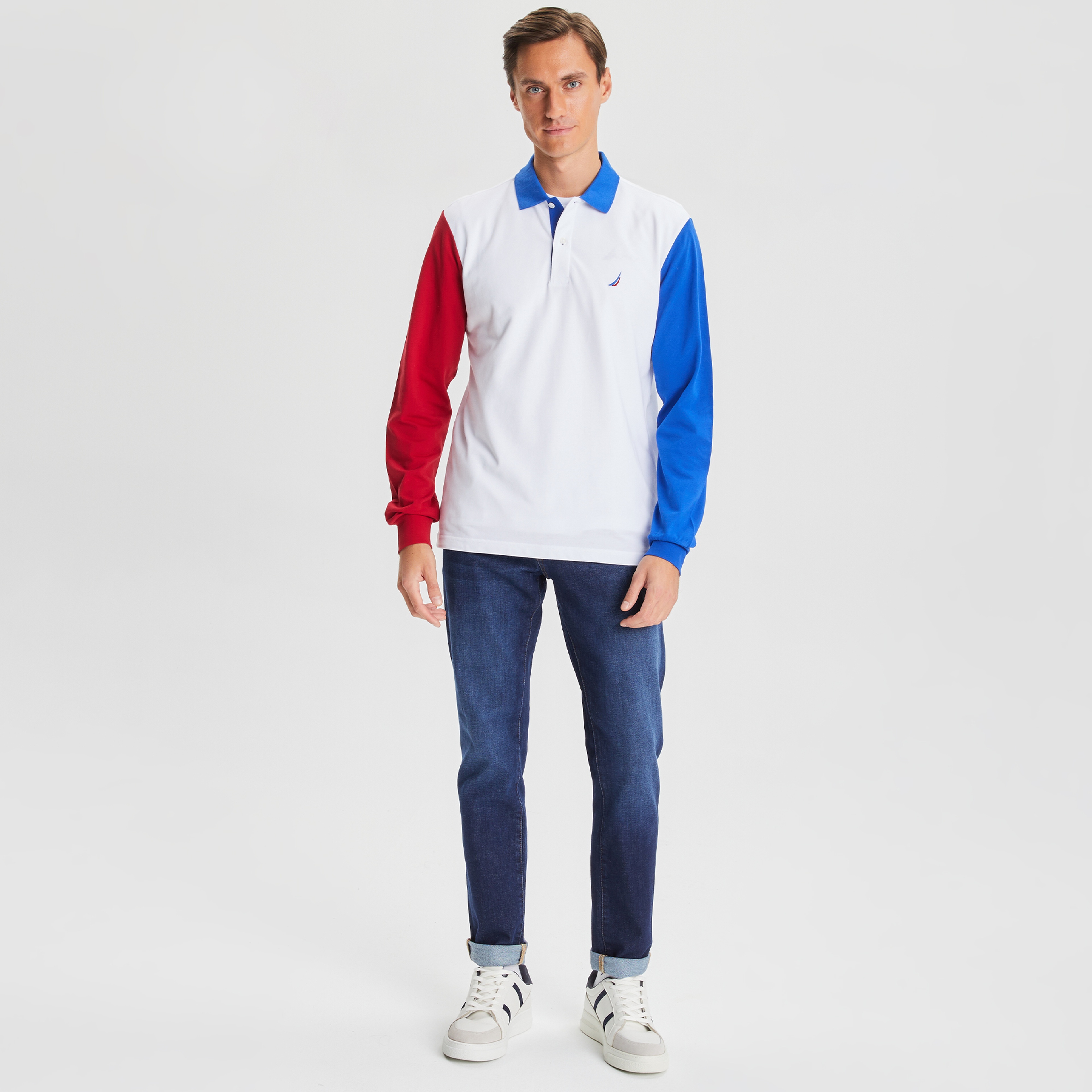 NAUTICA ERKEK BEYAZ UZUN KOLLU POLO