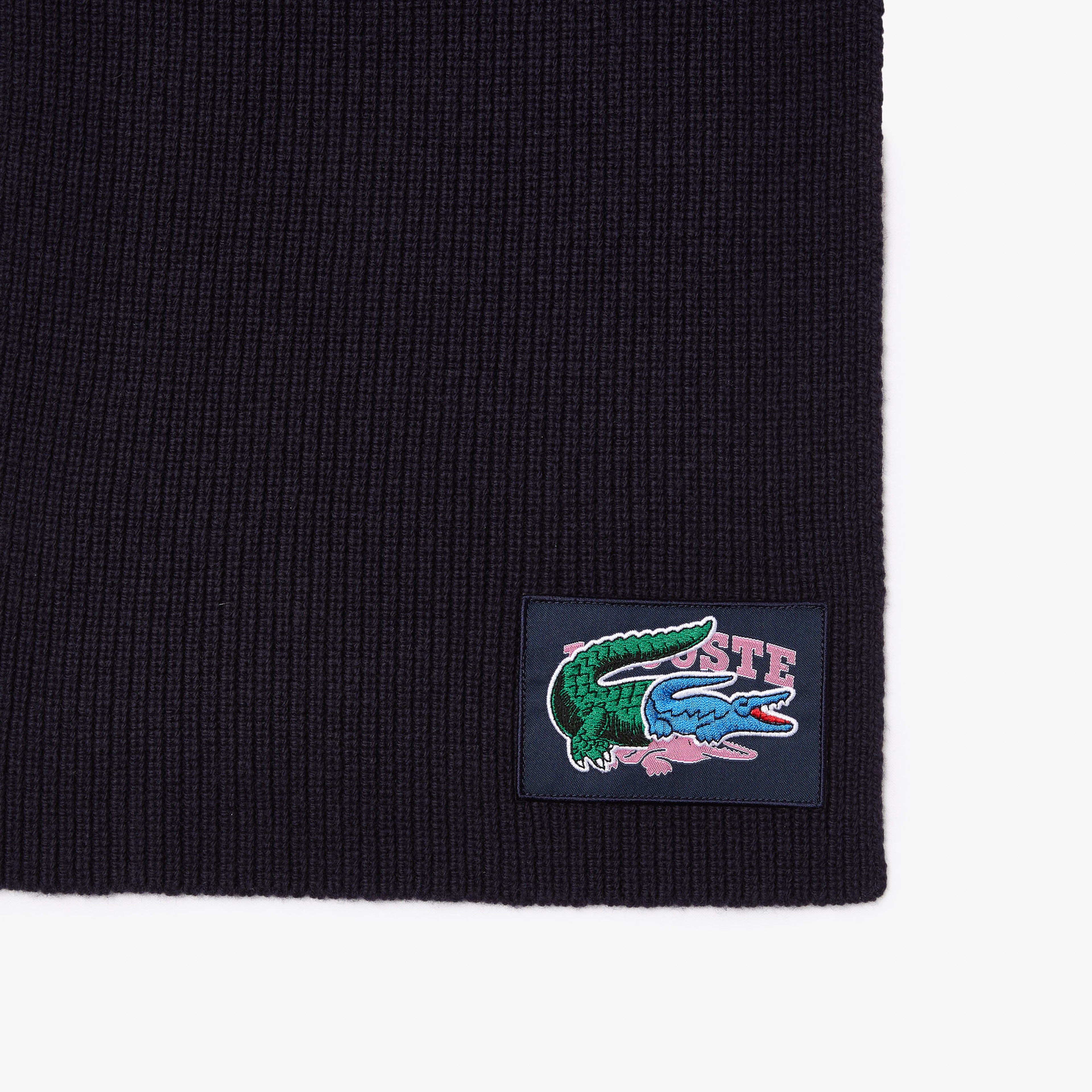 Lacoste Holiday Unisex Yün Lacivert Baskılı Atkı Bere Seti