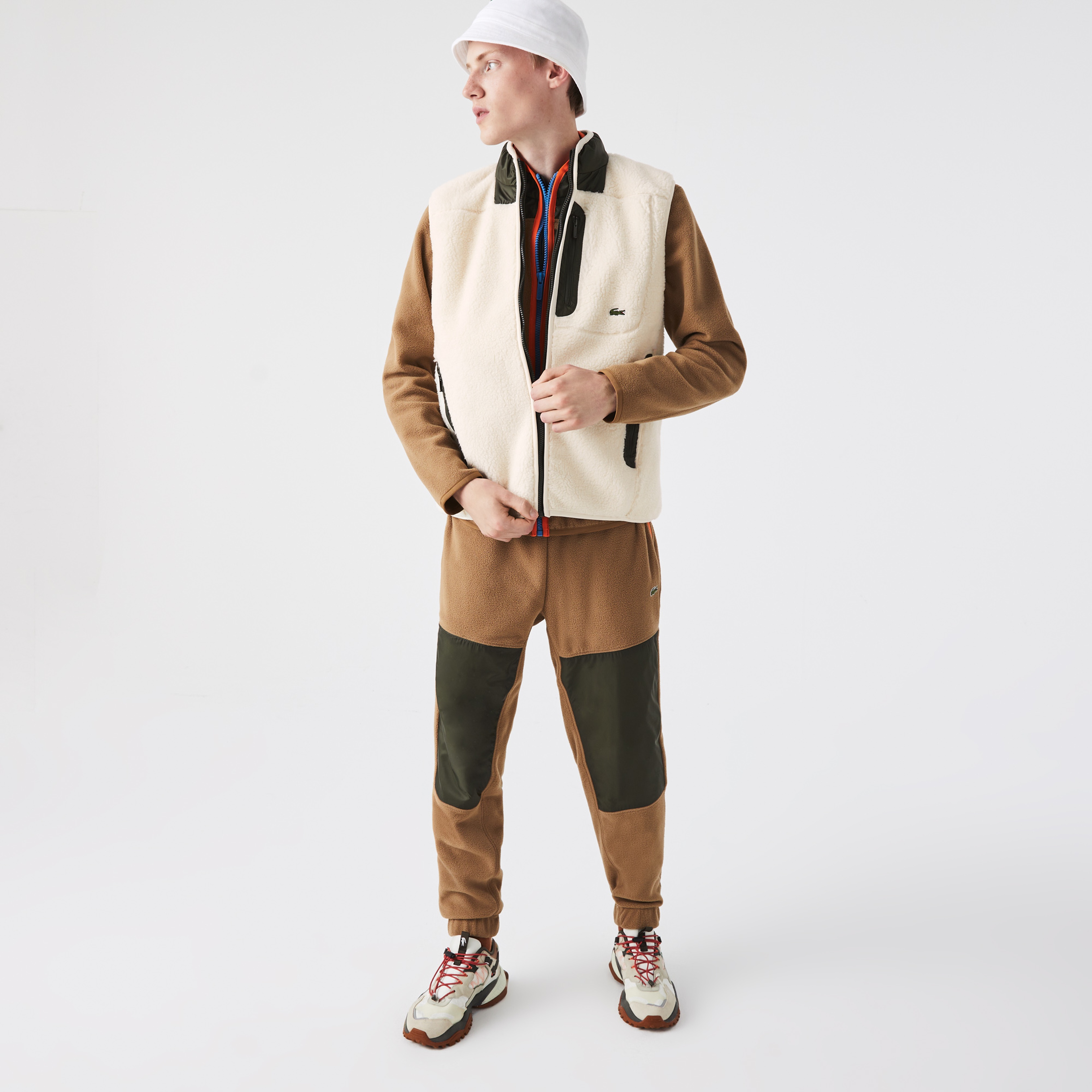 Lacoste Erkek Dik Yaka Beyaz Sherpa Yelek