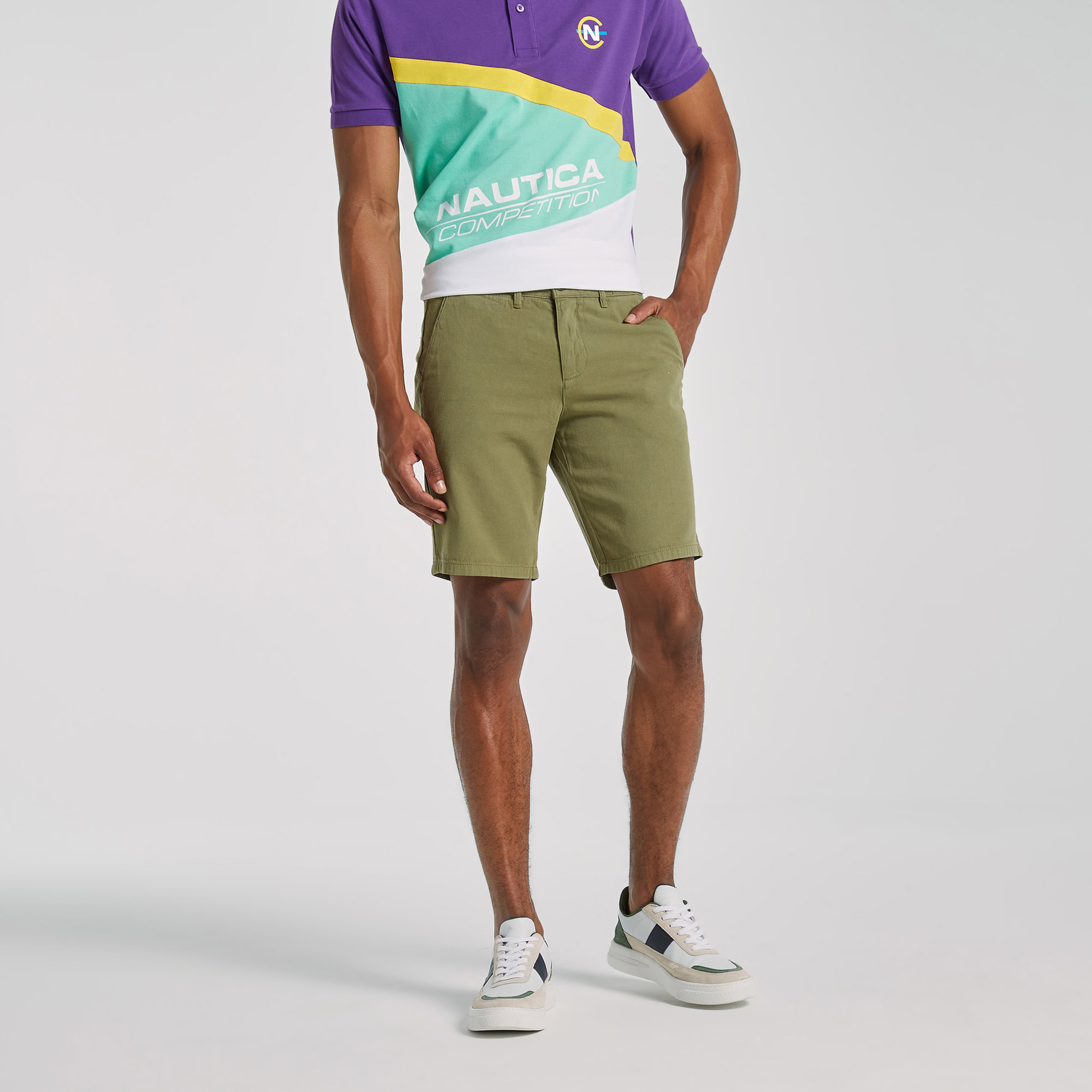 NAUTICA ERKEK YEŞİL SLIM FIT BERMUDA ŞORT