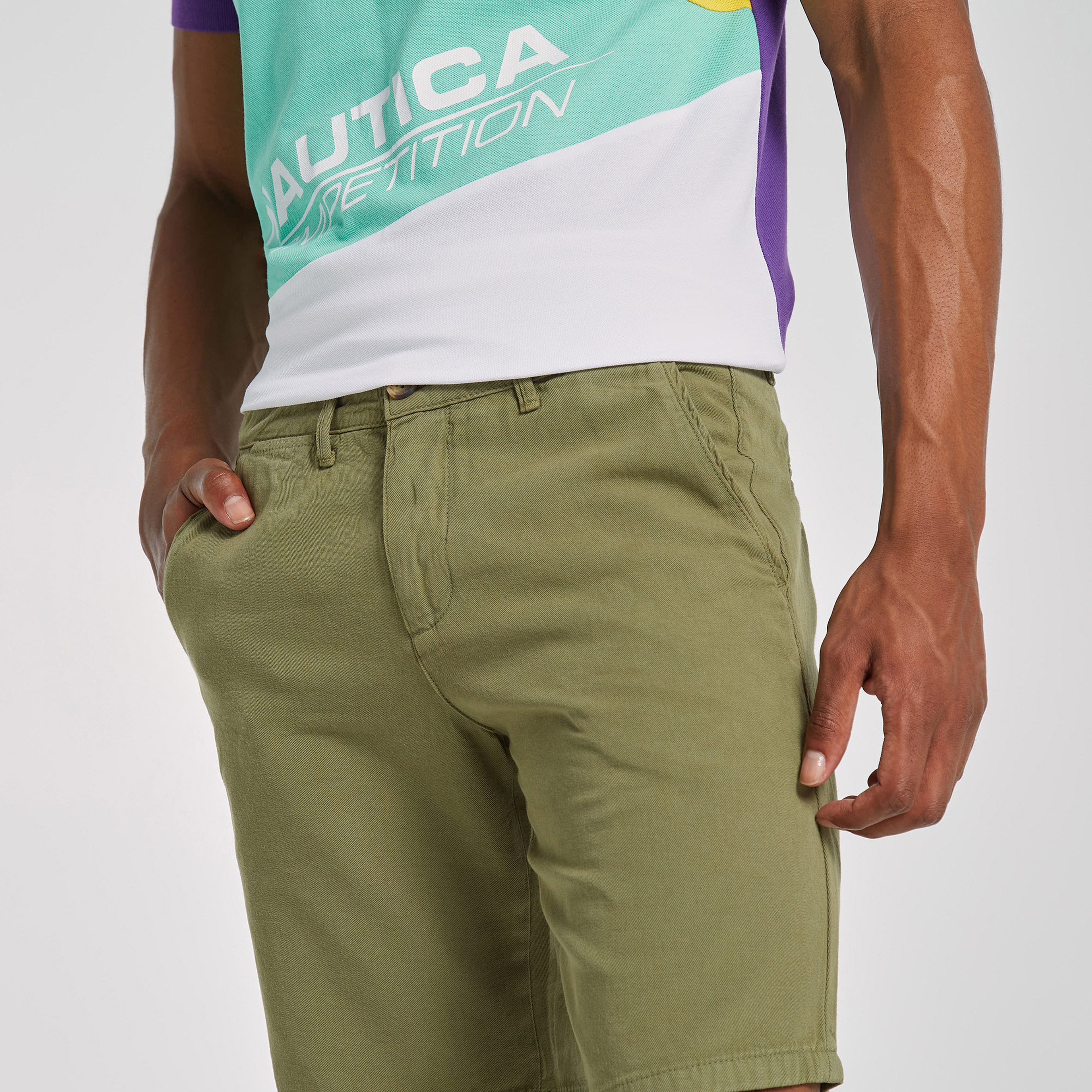 NAUTICA ERKEK YEŞİL SLIM FIT BERMUDA ŞORT