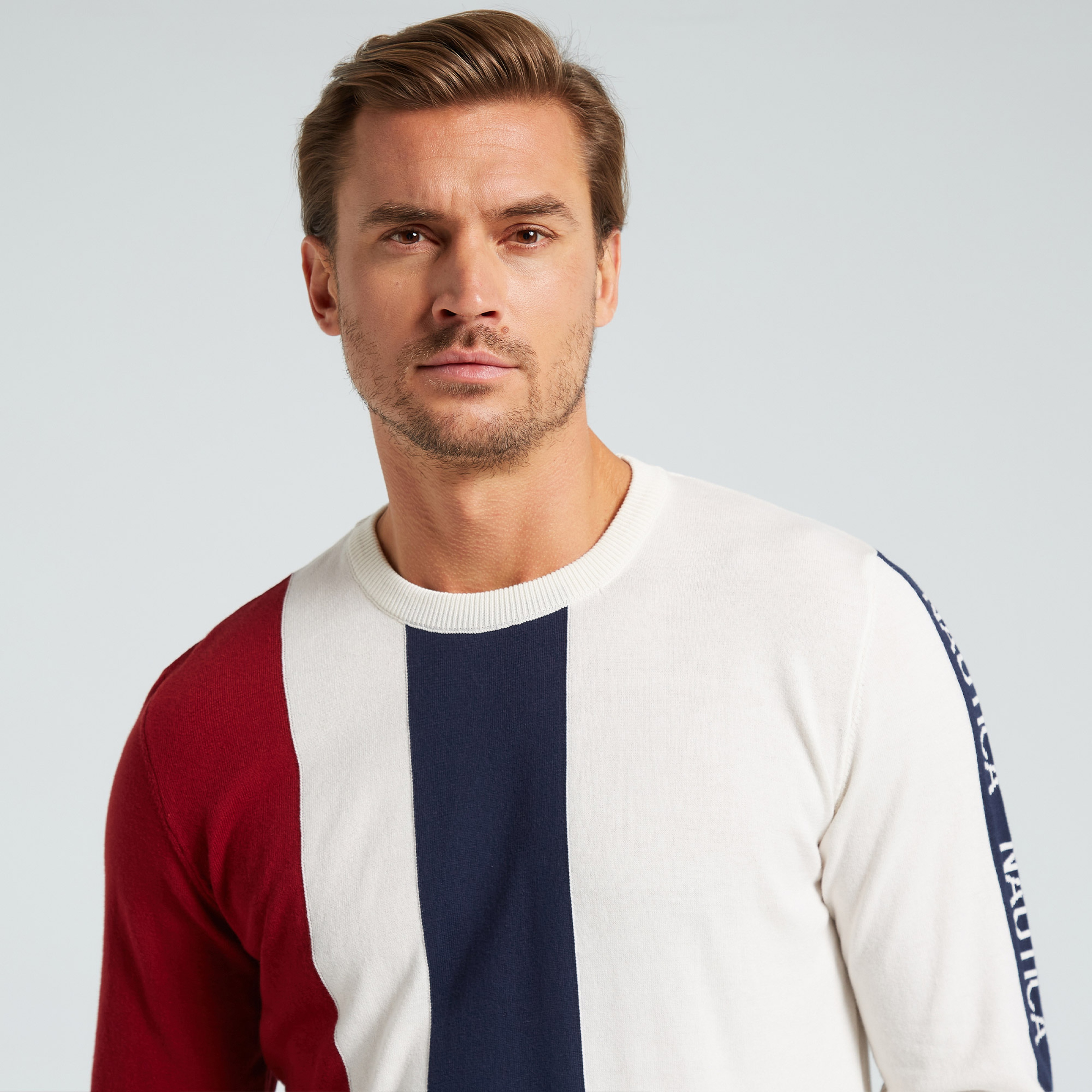 NAUTICA ERKEK BEYAZ STANDART FIT UZUN KOLLU TRİKO